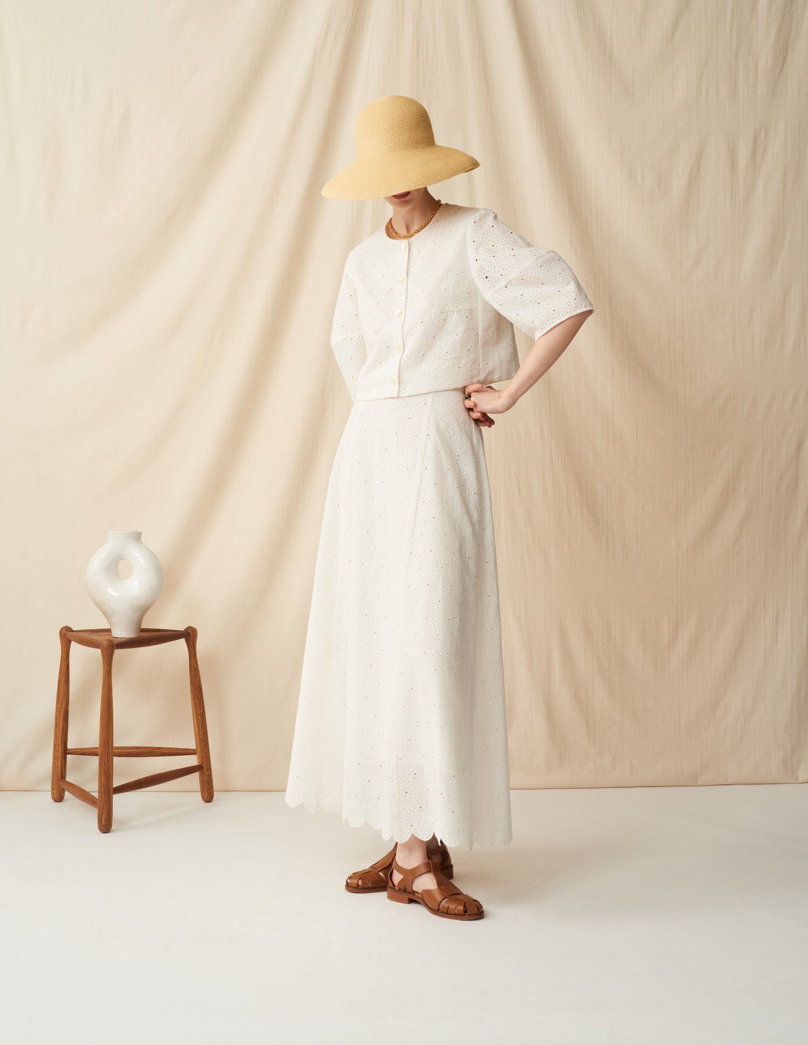 レディのハット Long Brim <br>Beige