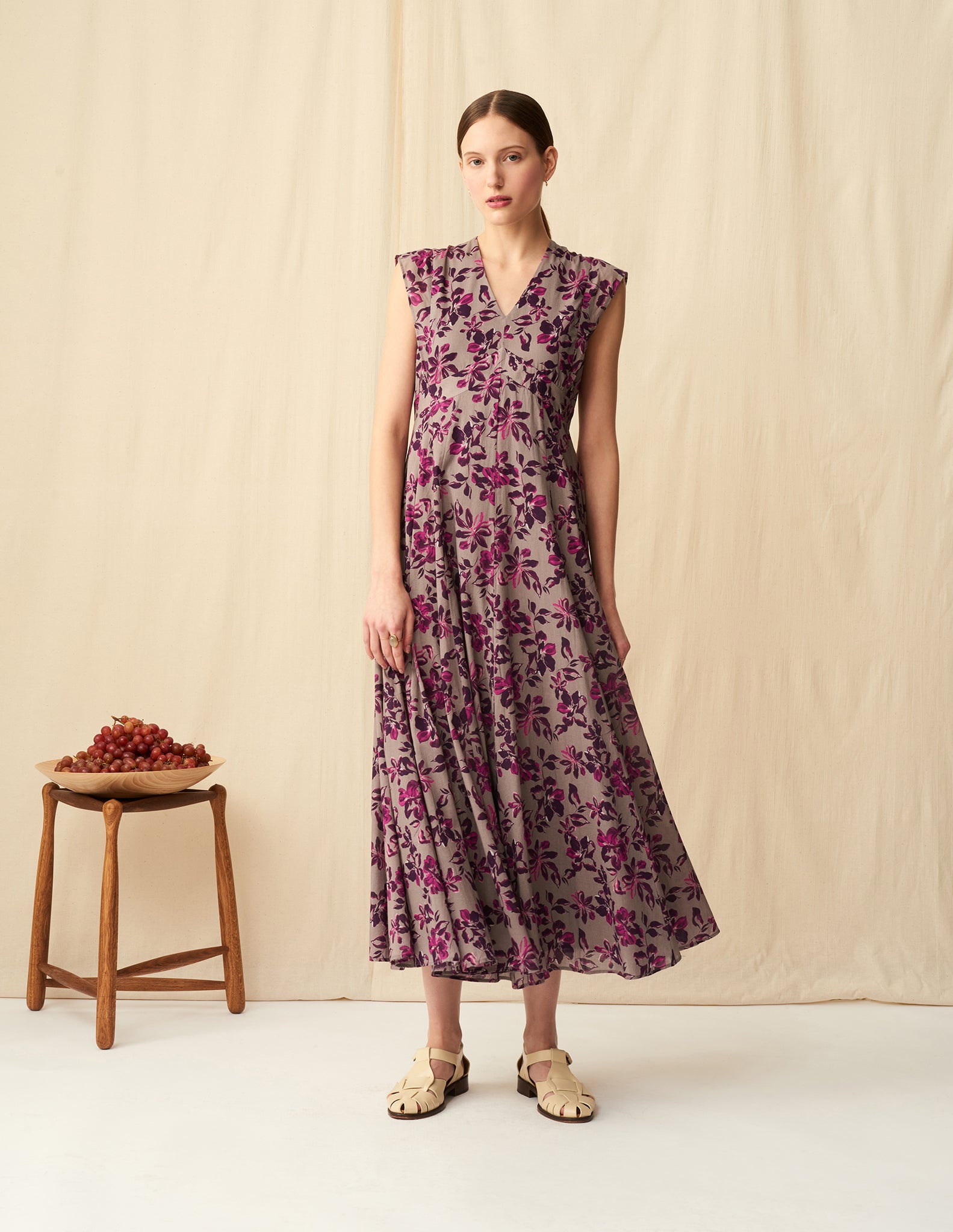 【予約】<br>夏の月のドレス <br>Garden Petals/Grey