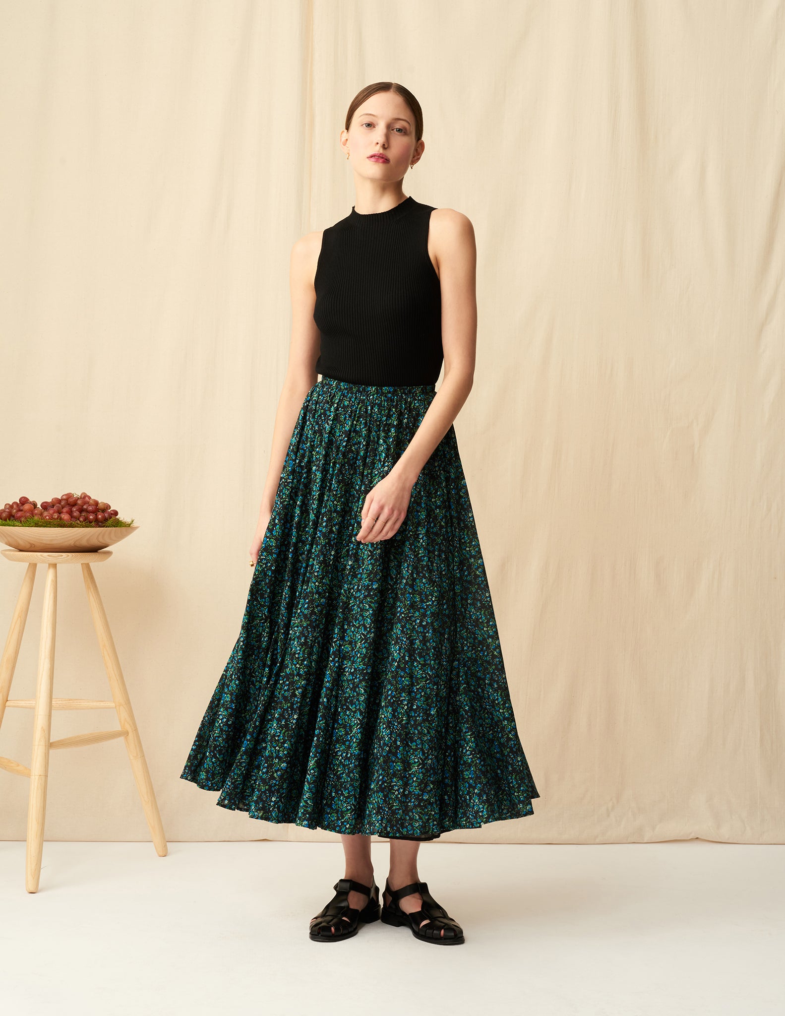 【予約】<br>月影のスカート <br>Blossom Song/Blue&Black