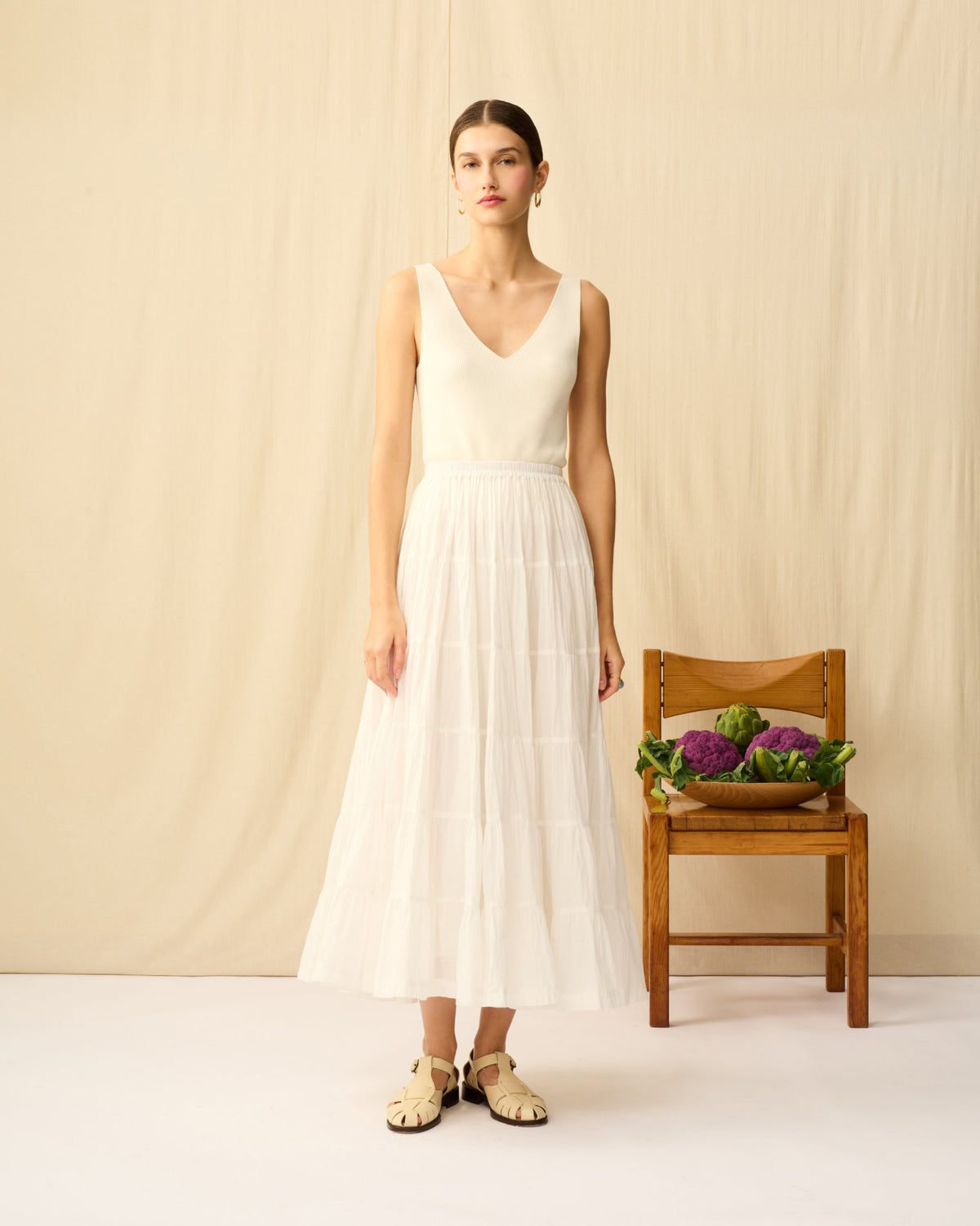 MARIHA(マリハ) リゾートドレス 草原の虹のスカート White Chalcedony