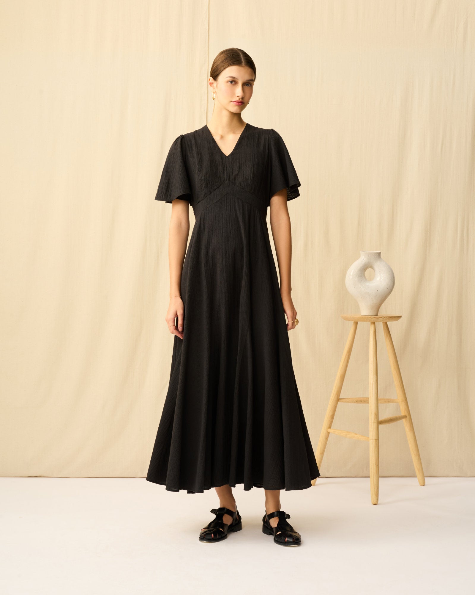せせらぎのドレス Seersucker Onyx