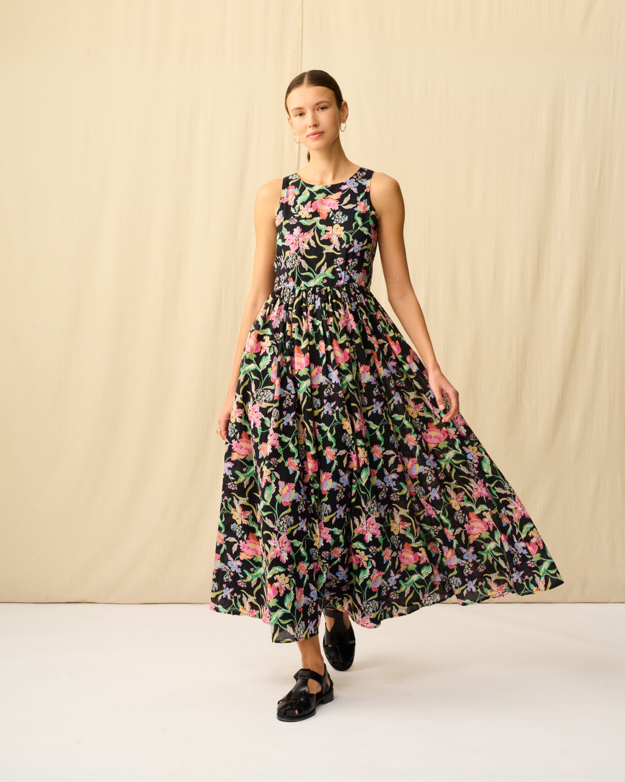 【予約】夏のレディのドレス Midnight Flowers/Black