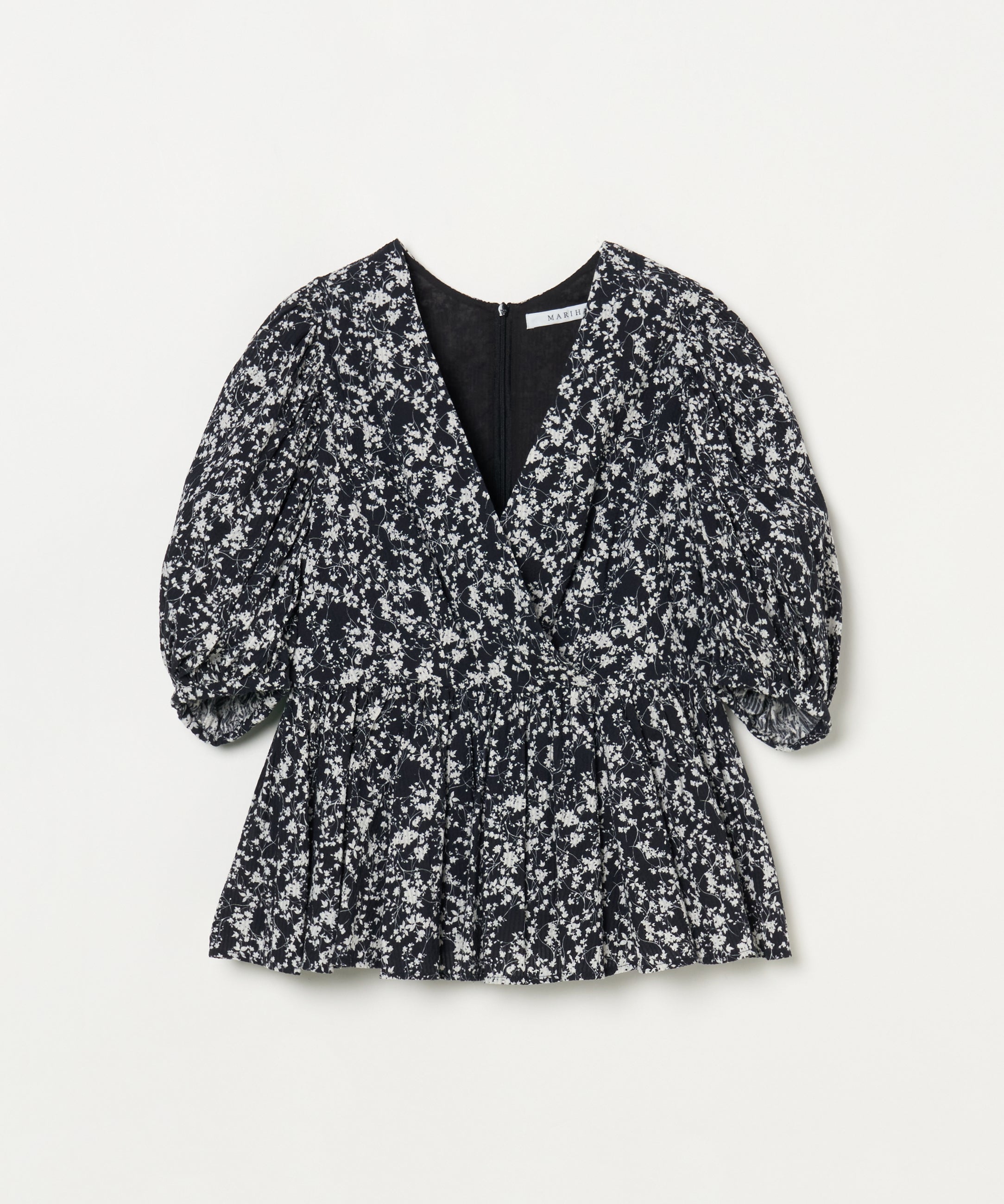 【予約】マドモアゼルのブラウス Seersucker Shadow Play/Black