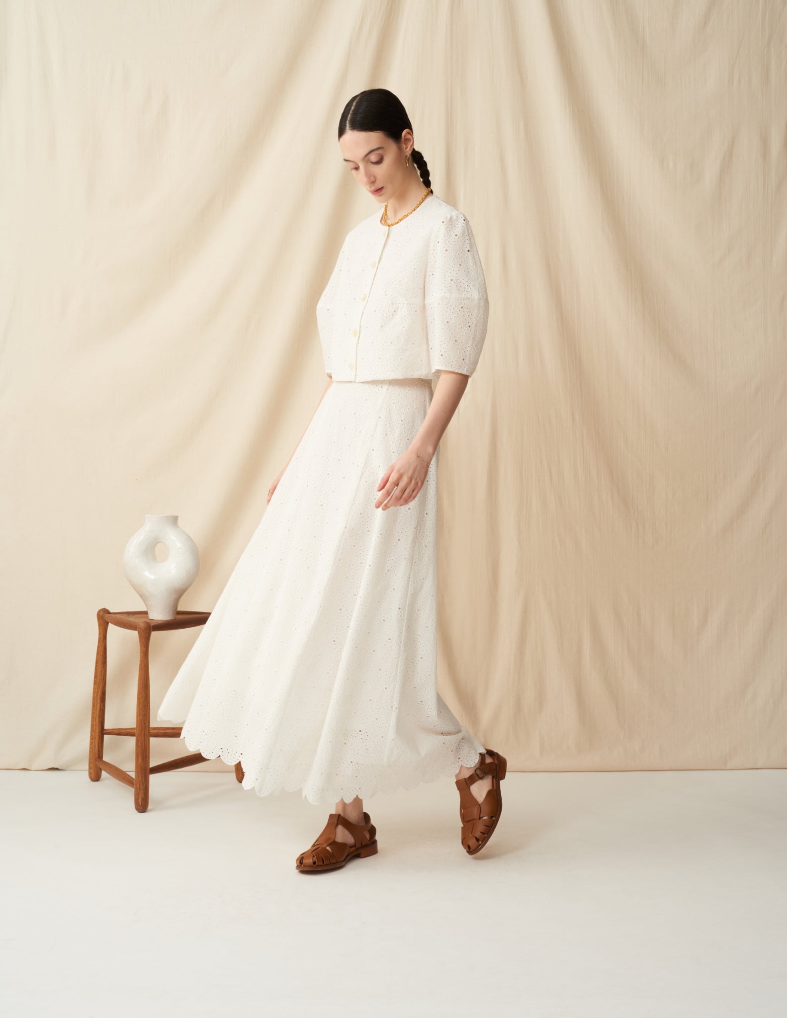 【予約】<br>エクリプスのスカート <br>Lace Arabesque/White