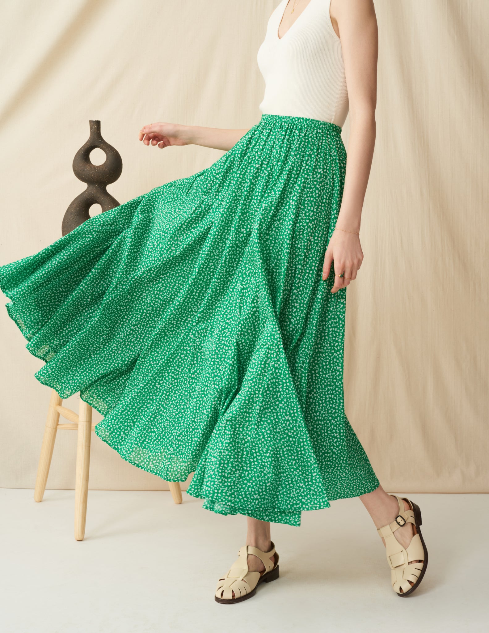 【予約】<br>月影のスカート <br>Baby Daisies/Green