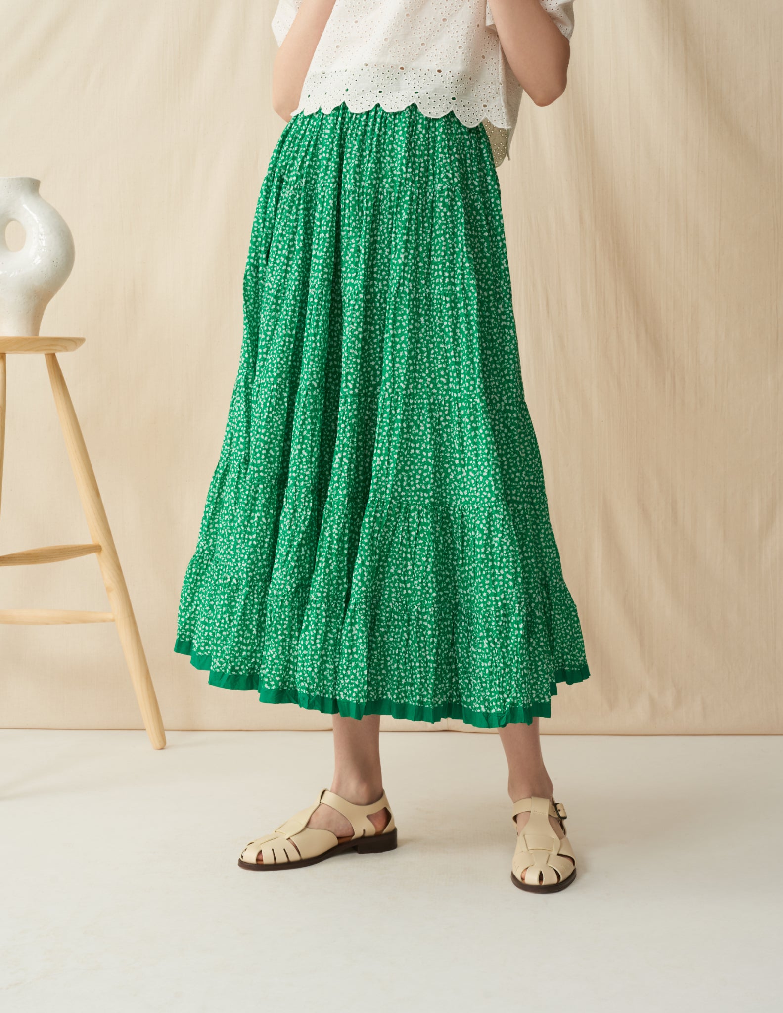 【予約】<br>草原の虹のスカート <br>Baby Daisies/Green