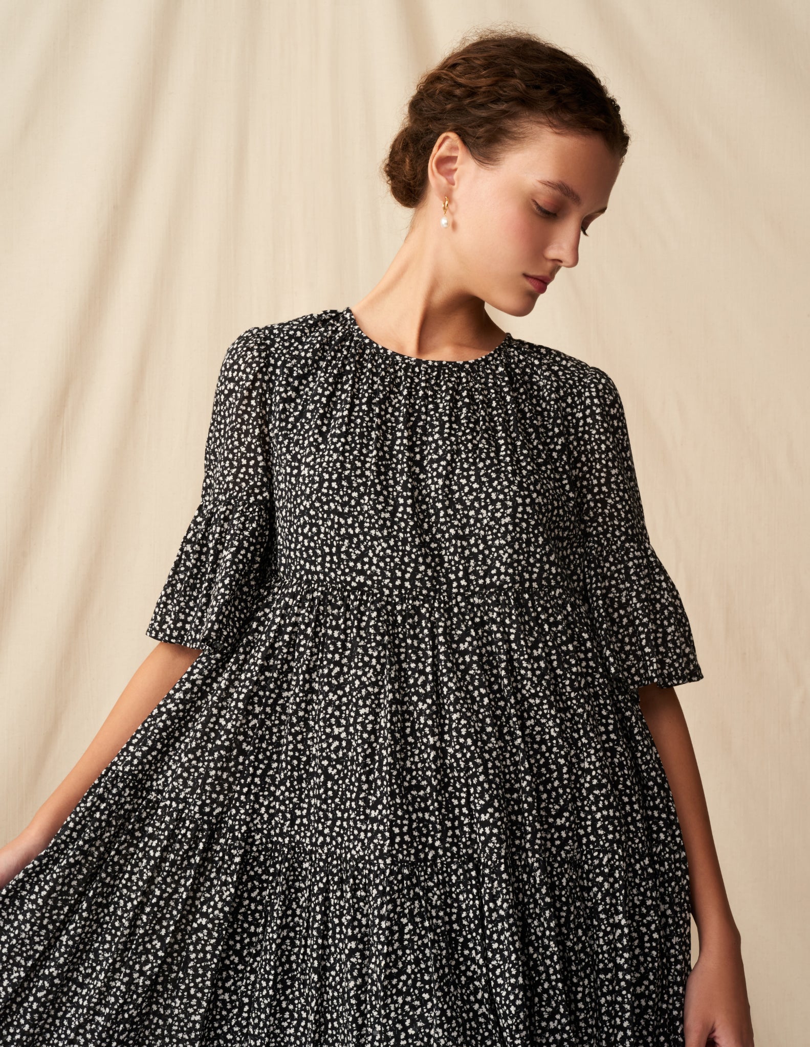 【予約】<br>春のすずらんのドレス <br>Baby Daisies/Black