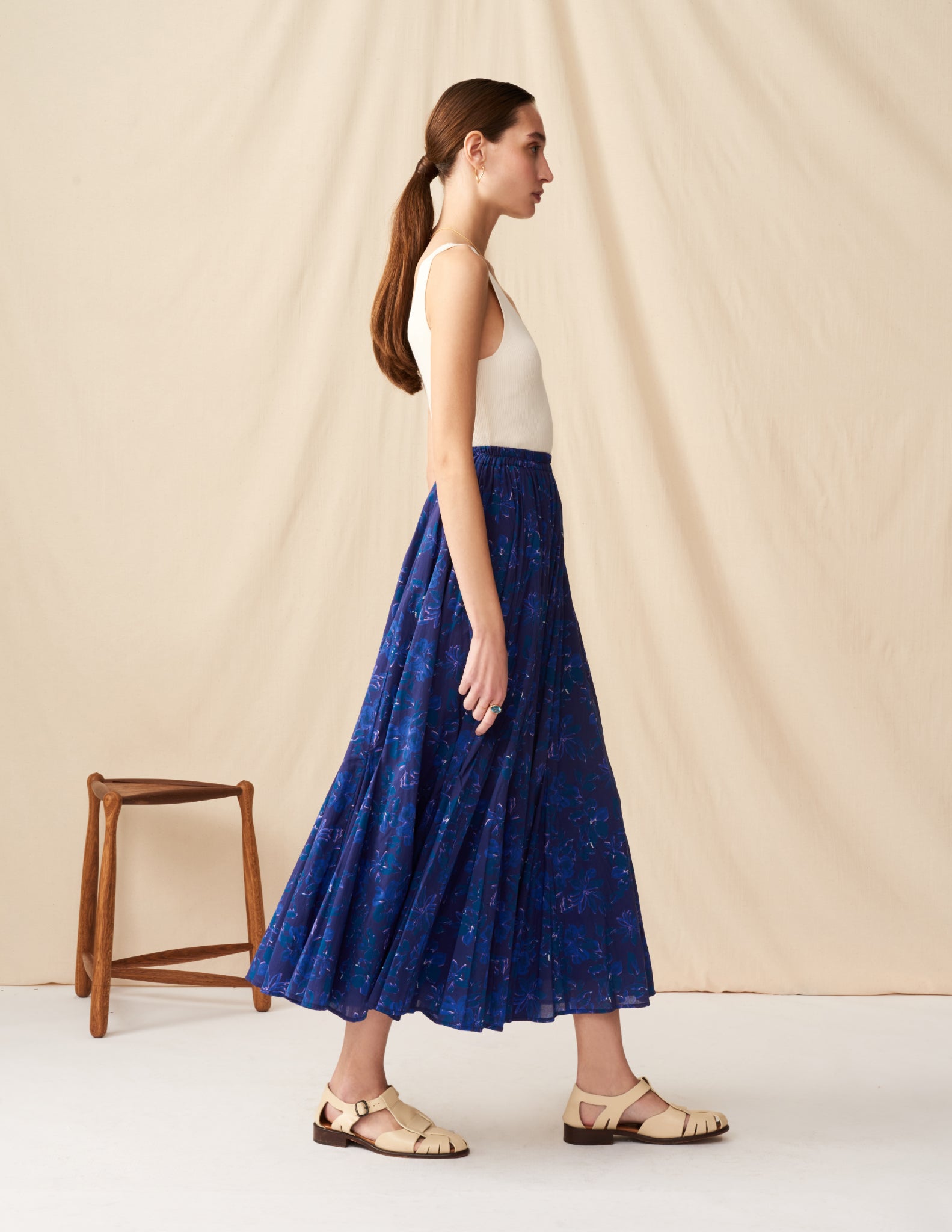 【予約】<br>月影のスカート <br>Garden Petals/Blue