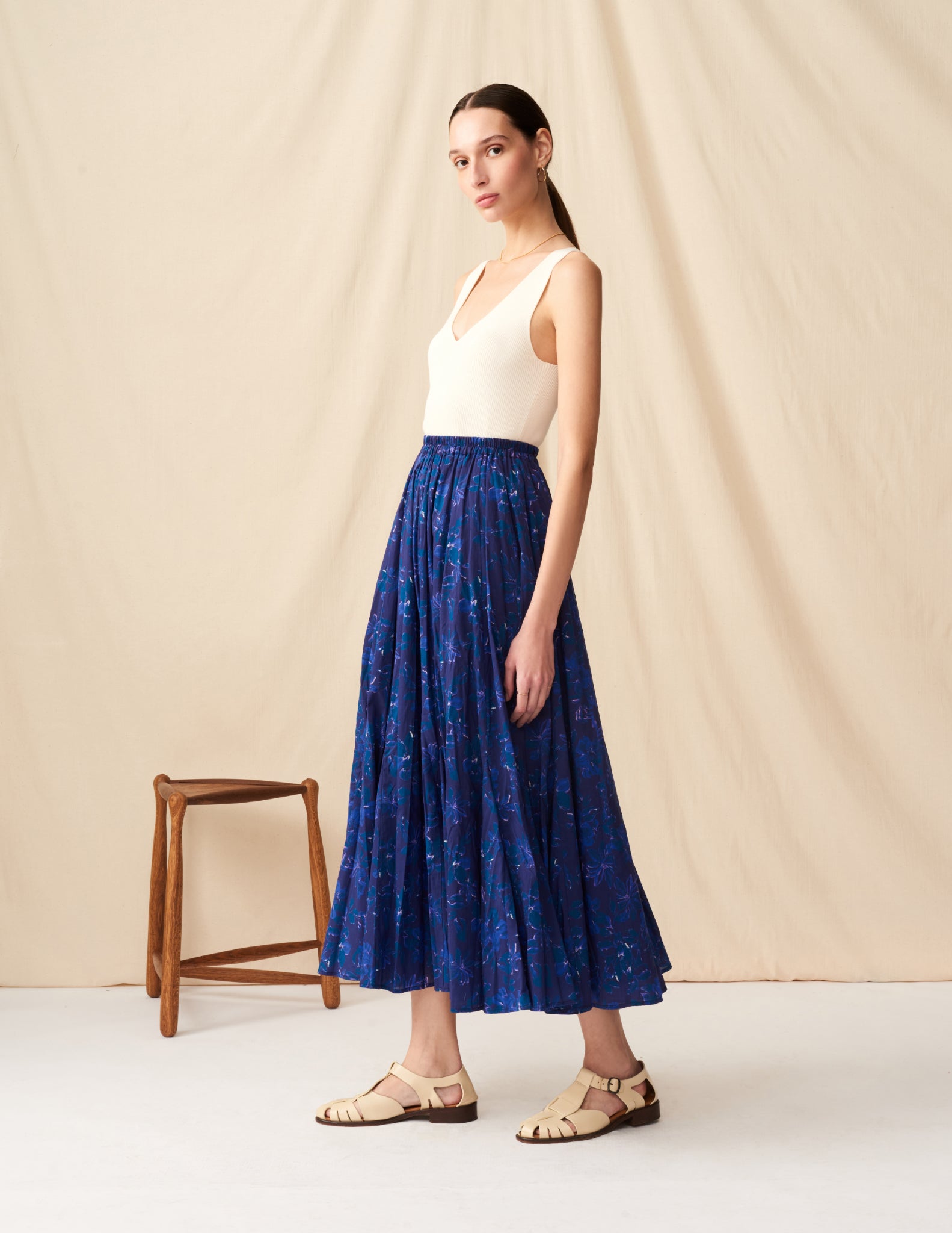【予約】<br>月影のスカート <br>Garden Petals/Blue