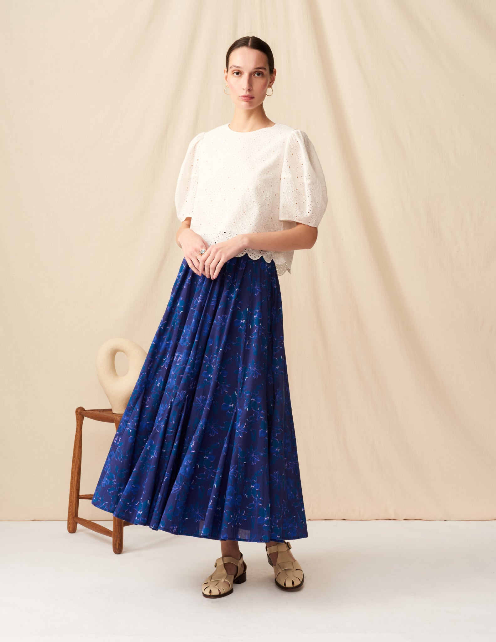 【予約】<br>月影のスカート <br>Garden Petals/Blue