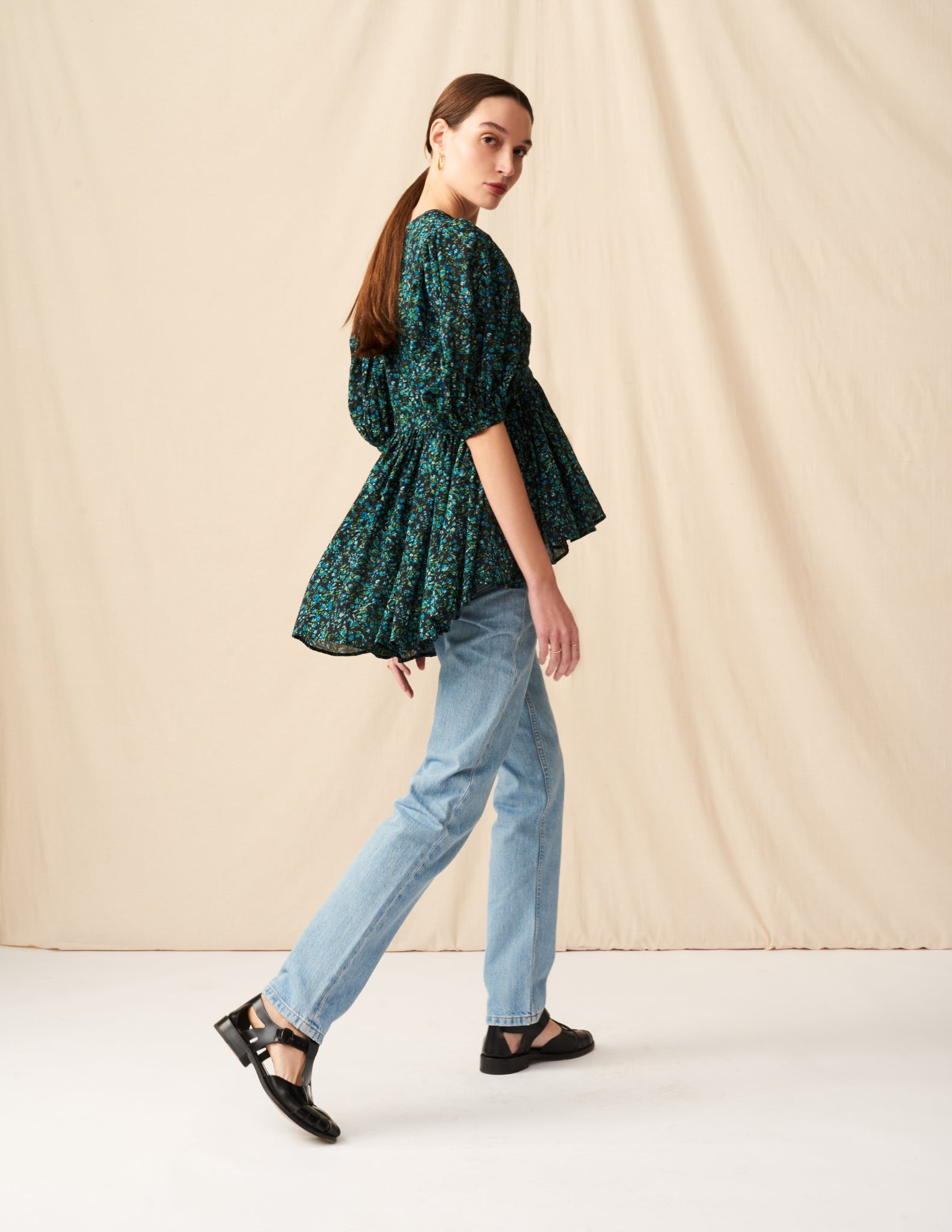 【予約】<br>ラストダンスのブラウス <br>Blossom Song/Blue&Black
