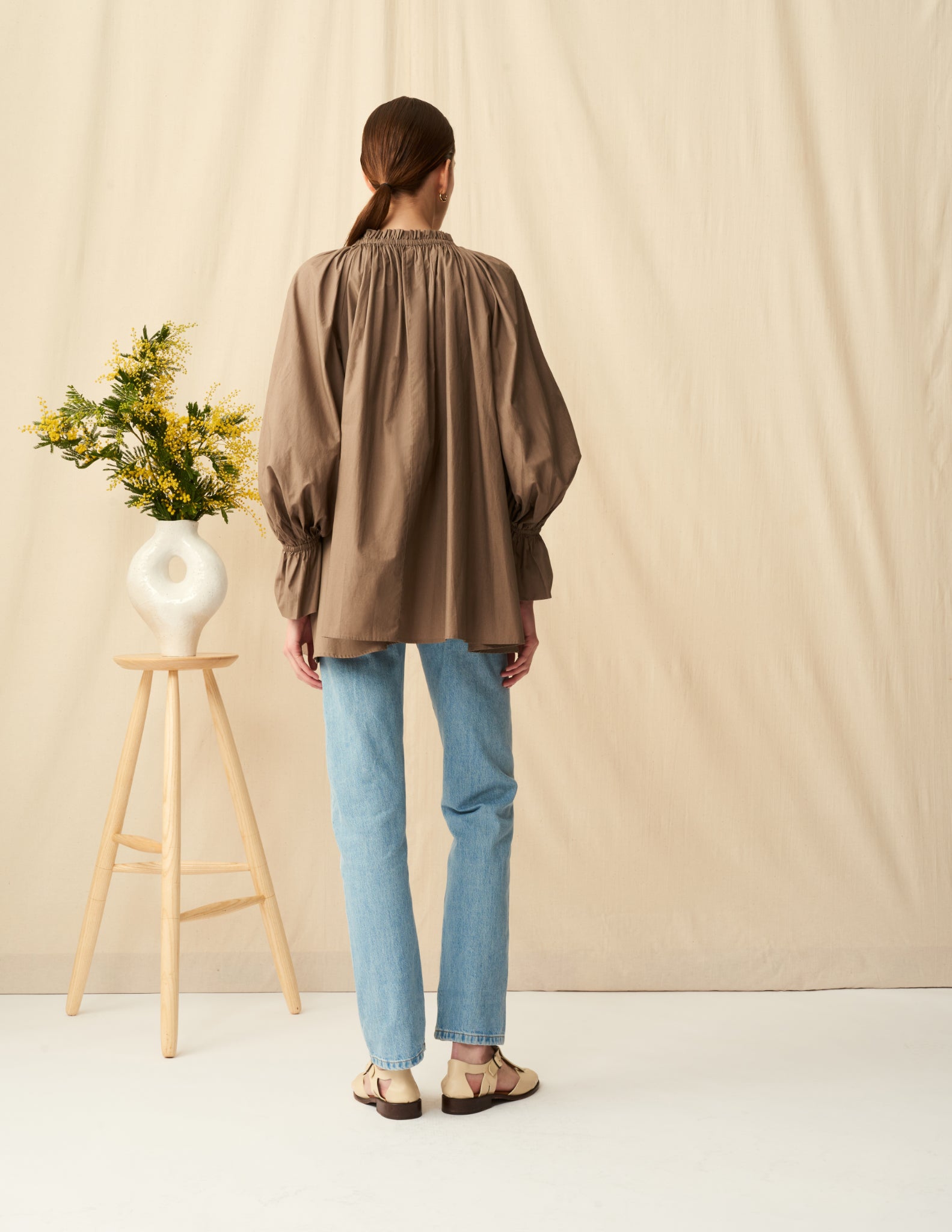 秋の花のブラウス Oak