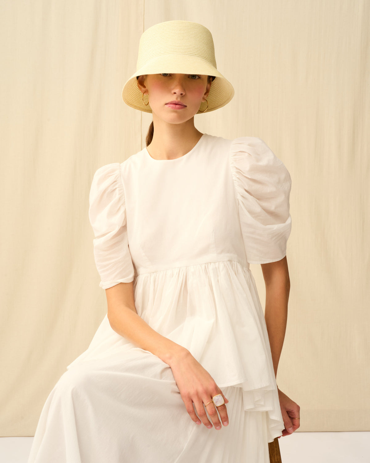 MARIHA(マリハ) ヘップバーンハット Short Brim Ivory 帽子 リゾートドレス