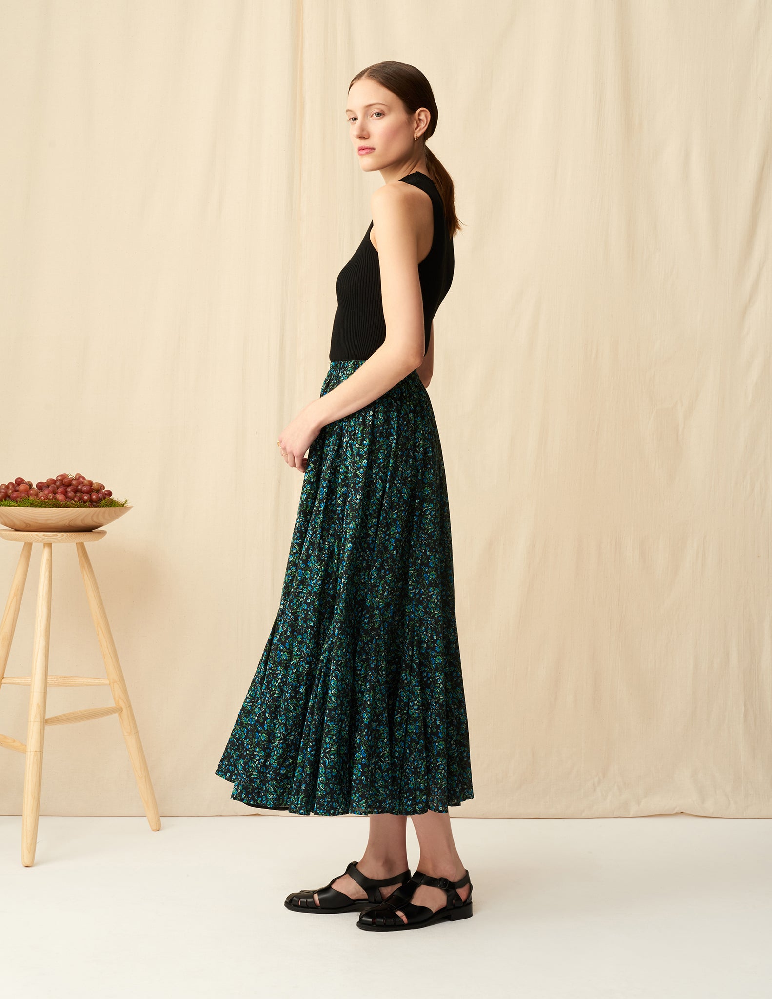 【予約】<br>月影のスカート <br>Blossom Song/Blue&Black