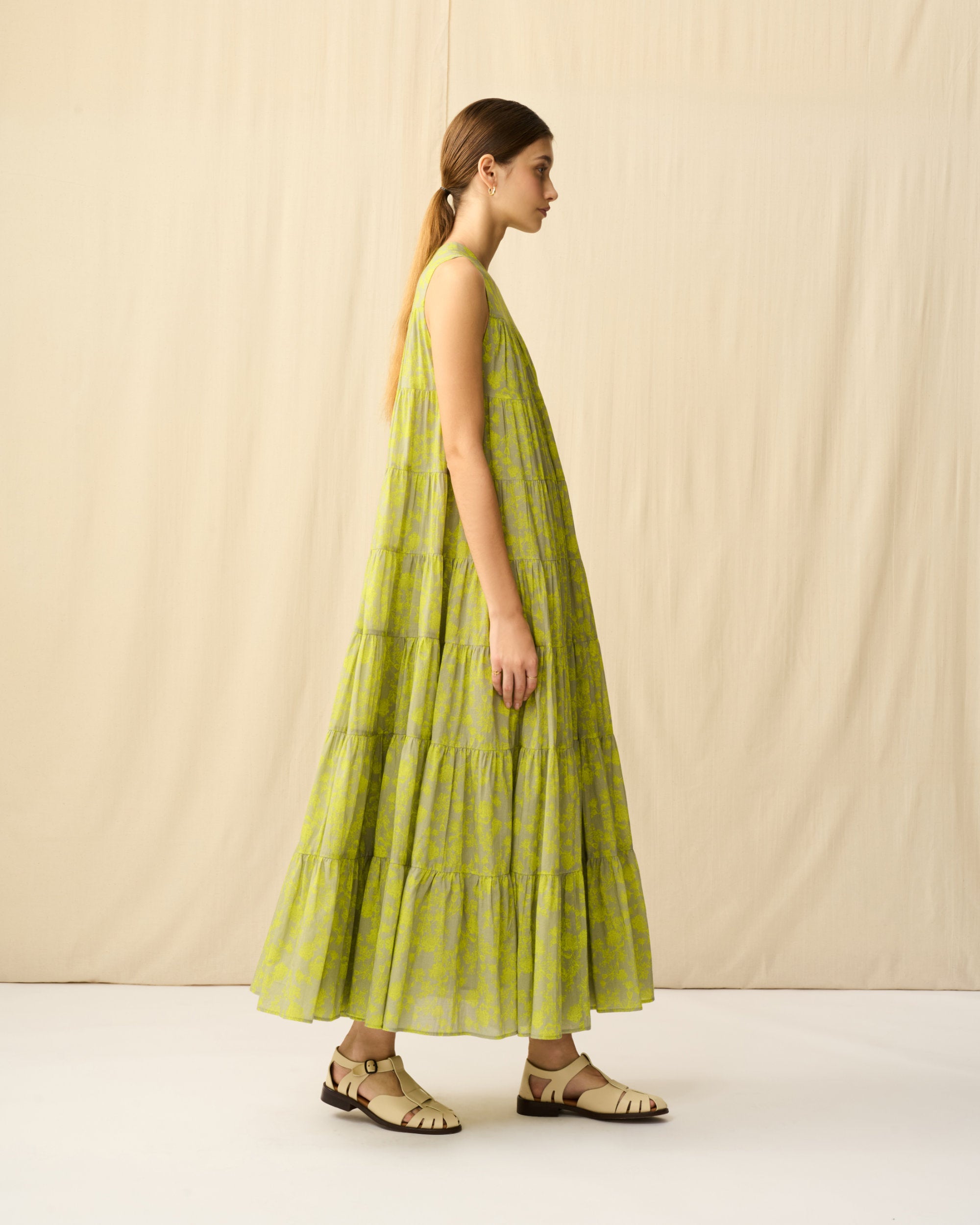 【予約】ミューズのドレス Radiant Flowers/Grey