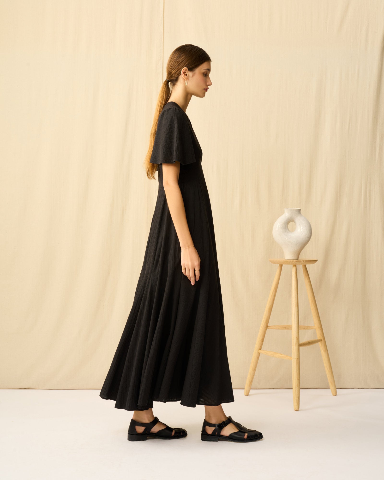 せせらぎのドレス Seersucker Onyx