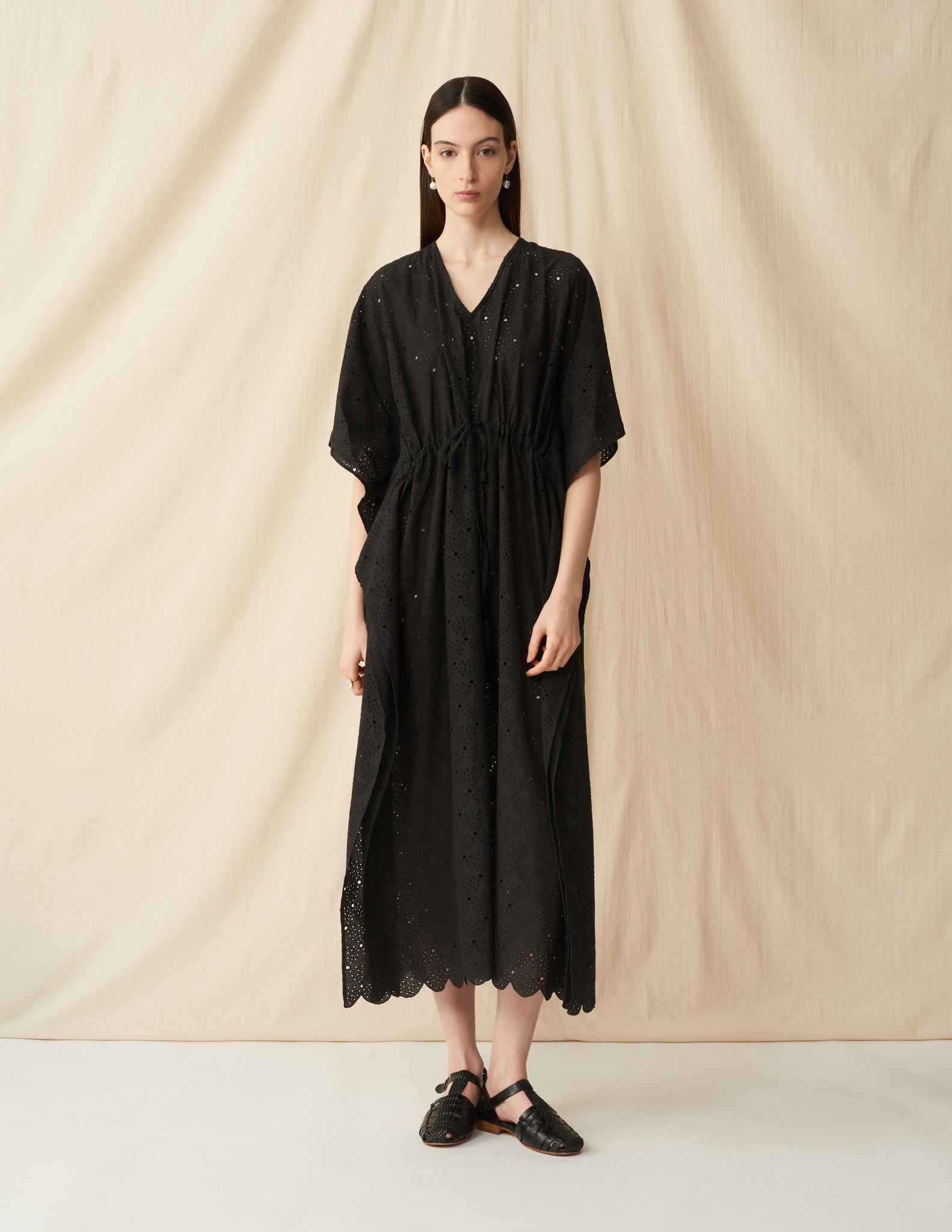 【予約】<br>草原の光のカフタン <br>Lace Arabesque/Black