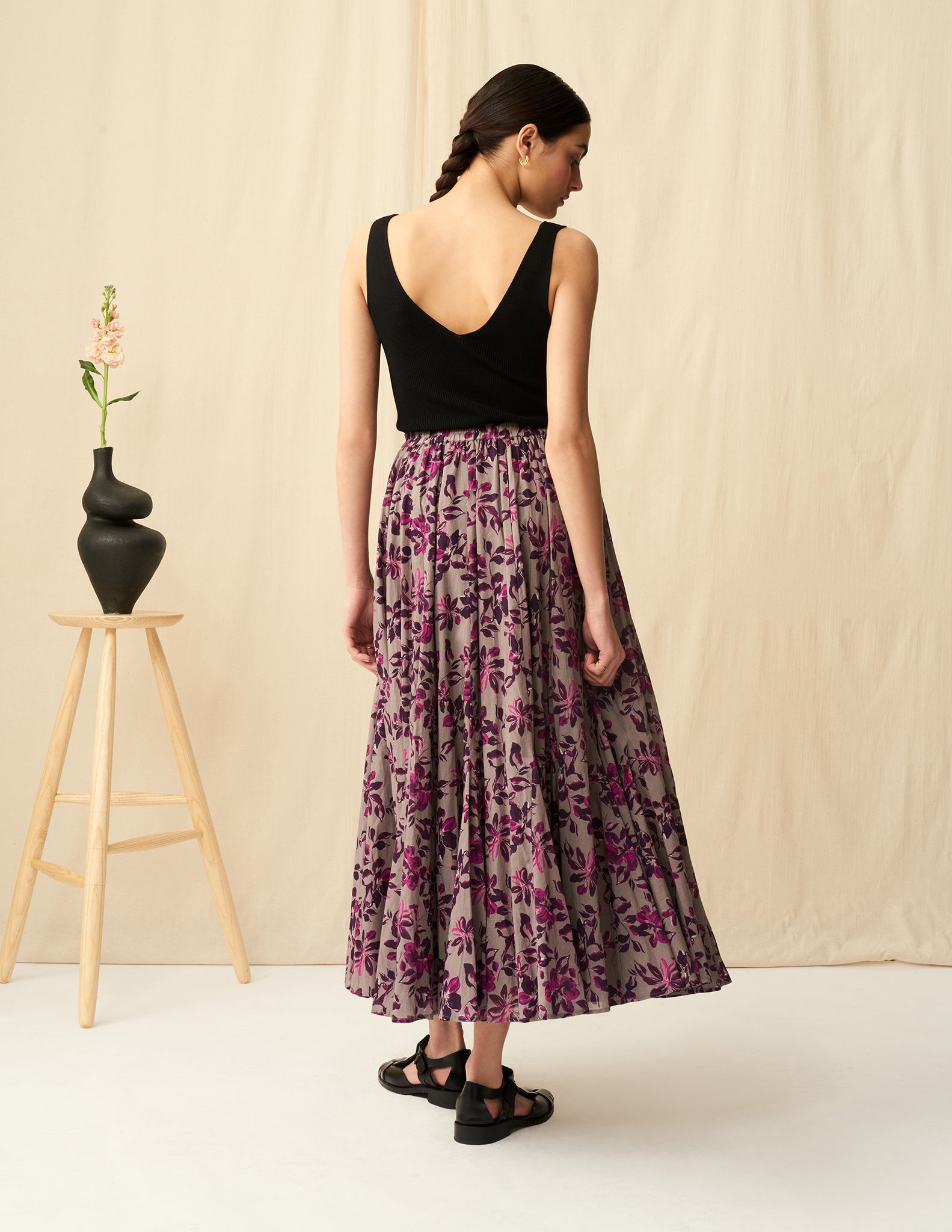 【予約】<br>月影のスカート <br>Garden Petals/Grey
