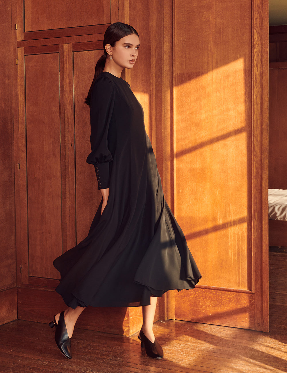 マリハ ワンピース セレナーデのドレス (長袖) Black シティードレス