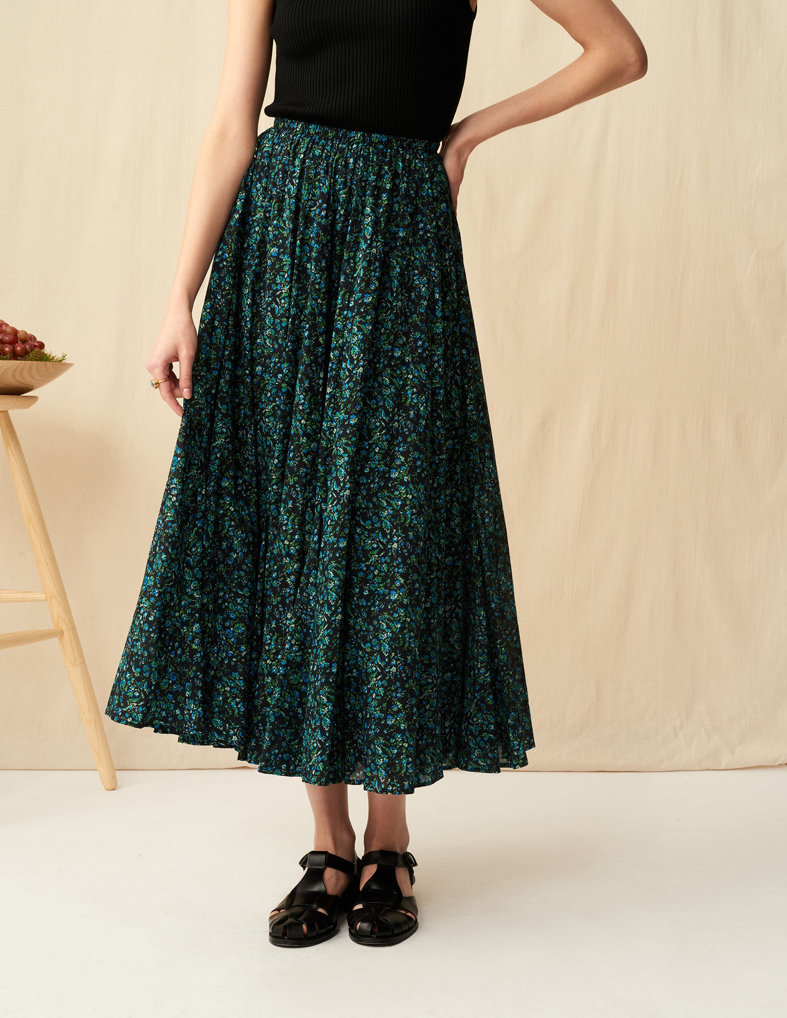 【予約】<br>月影のスカート <br>Blossom Song/Blue&Black