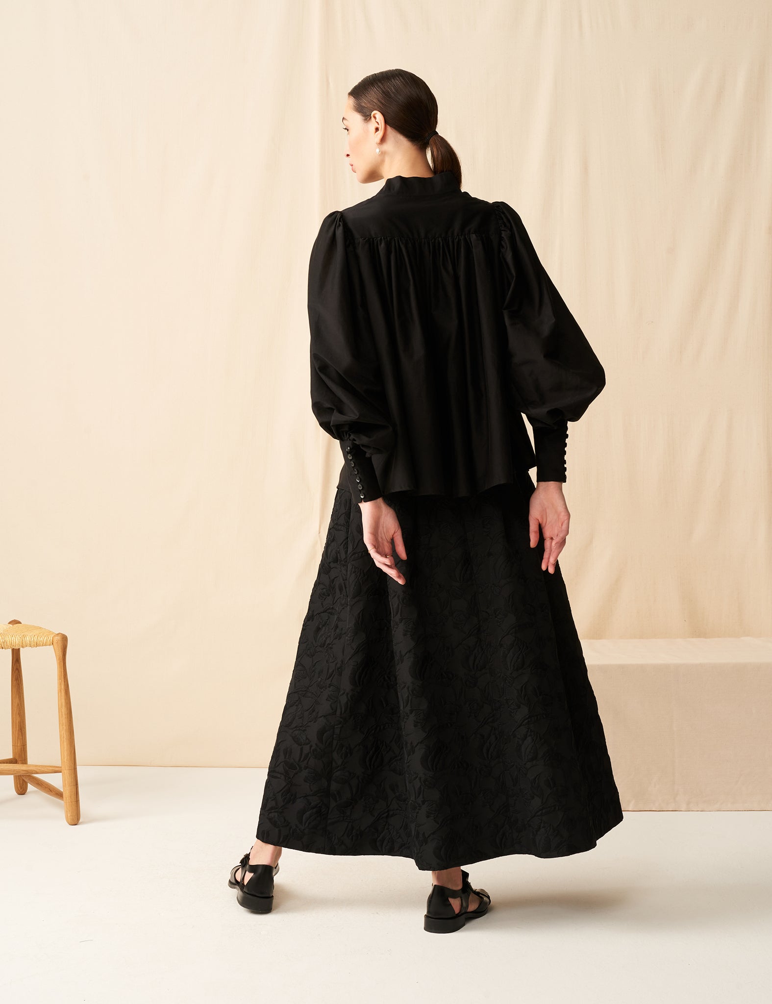 マリハ シティードレス ハムレットのブラウス Black