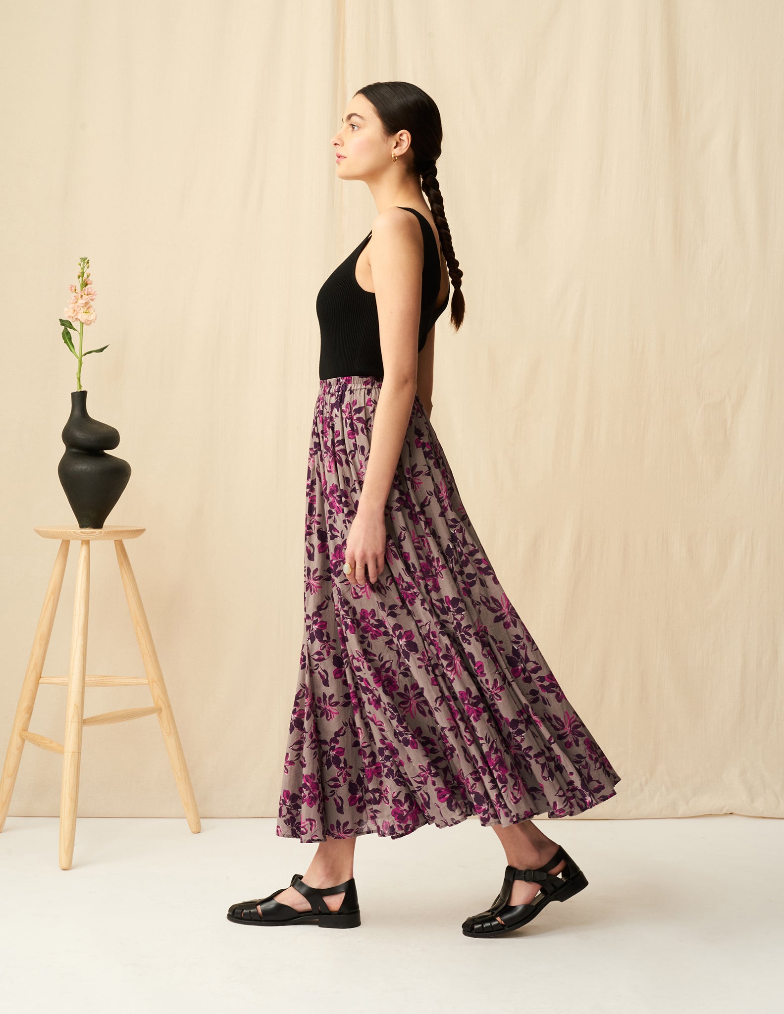 【予約】<br>月影のスカート <br>Garden Petals/Grey