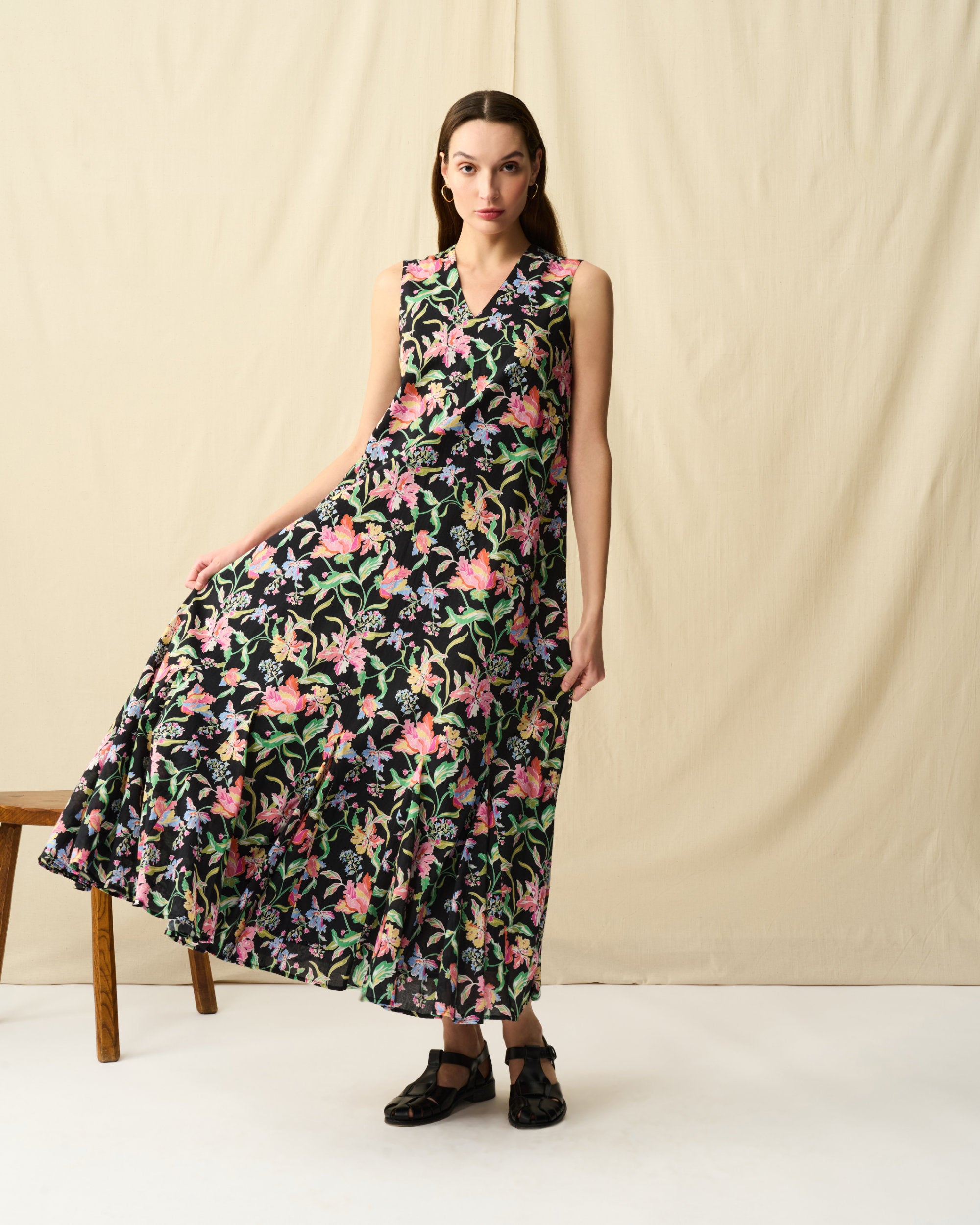 【予約】夏の月影のドレス Midnight Flowers/Black