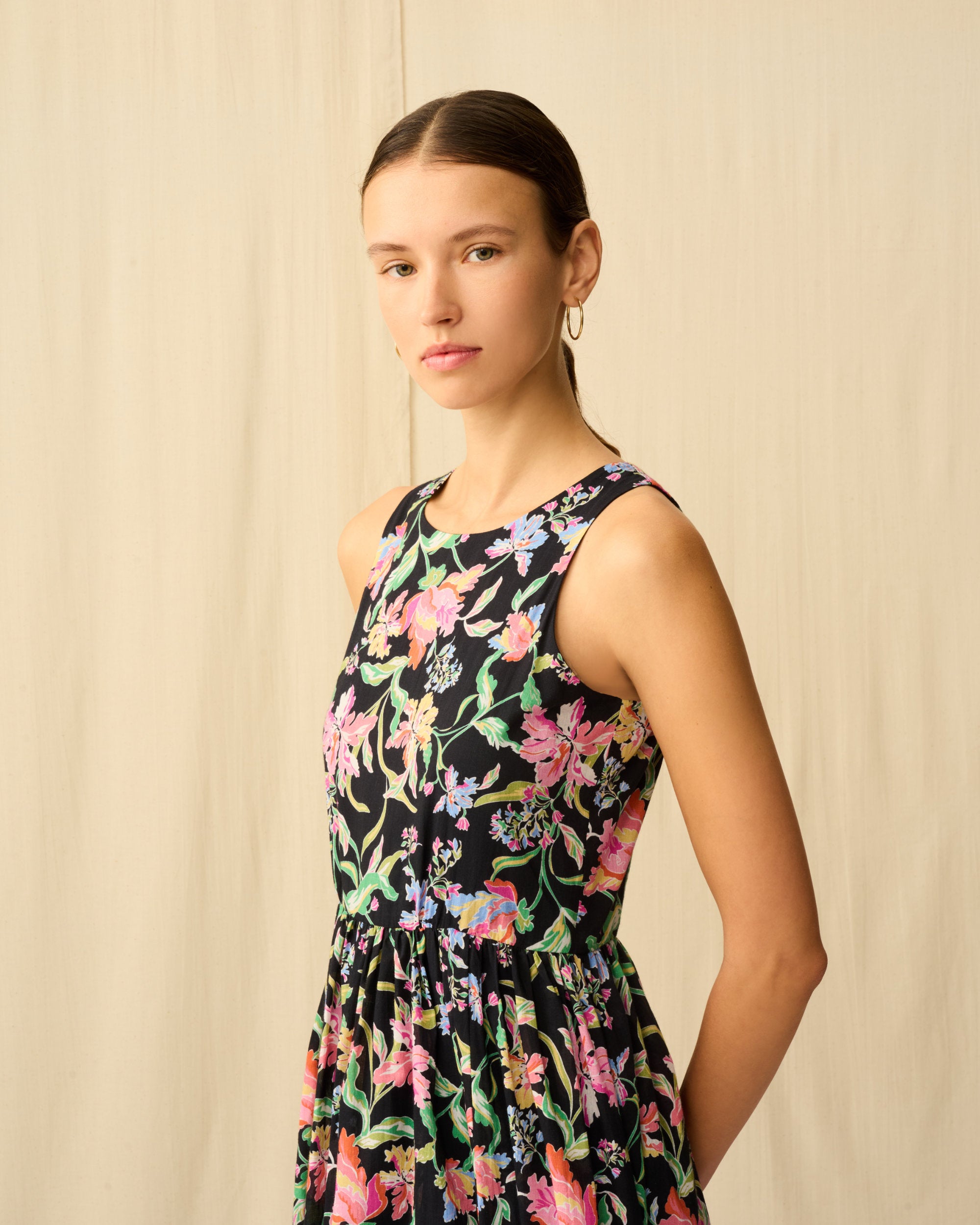 【予約】夏のレディのドレス Midnight Flowers/Black