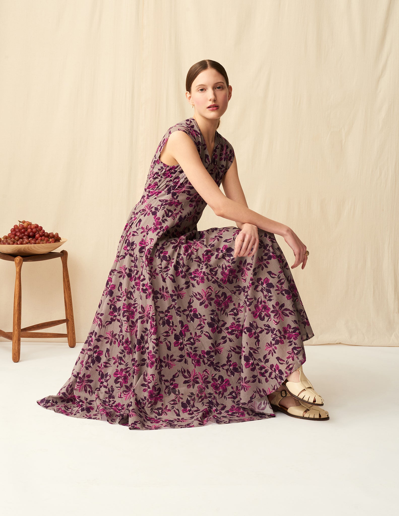 【予約】<br>夏の月のドレス <br>Garden Petals/Grey