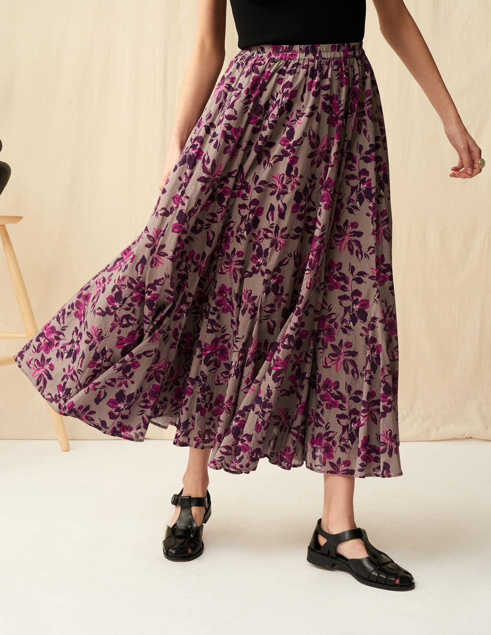 【予約】<br>月影のスカート <br>Garden Petals/Grey