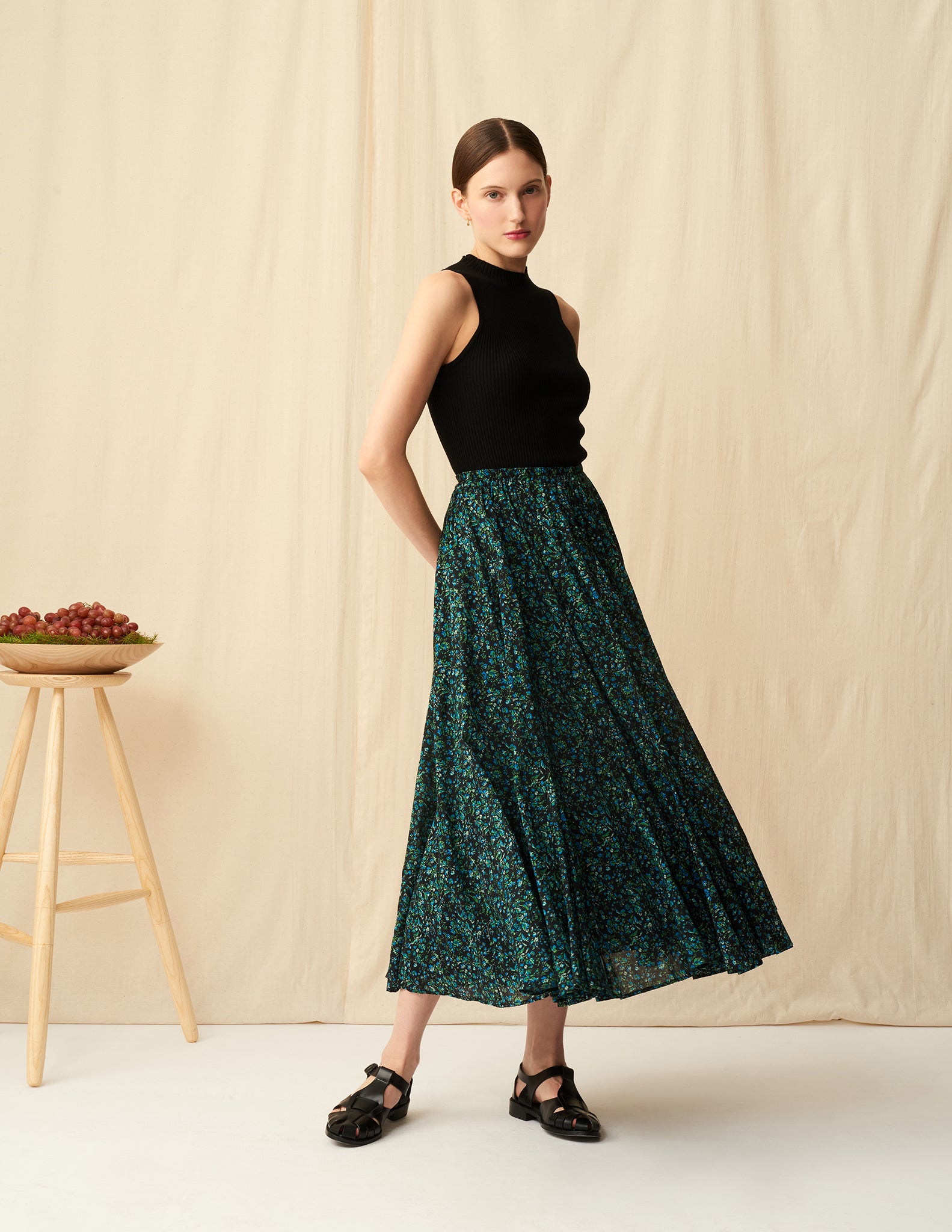 【予約】<br>月影のスカート <br>Blossom Song/Blue&Black
