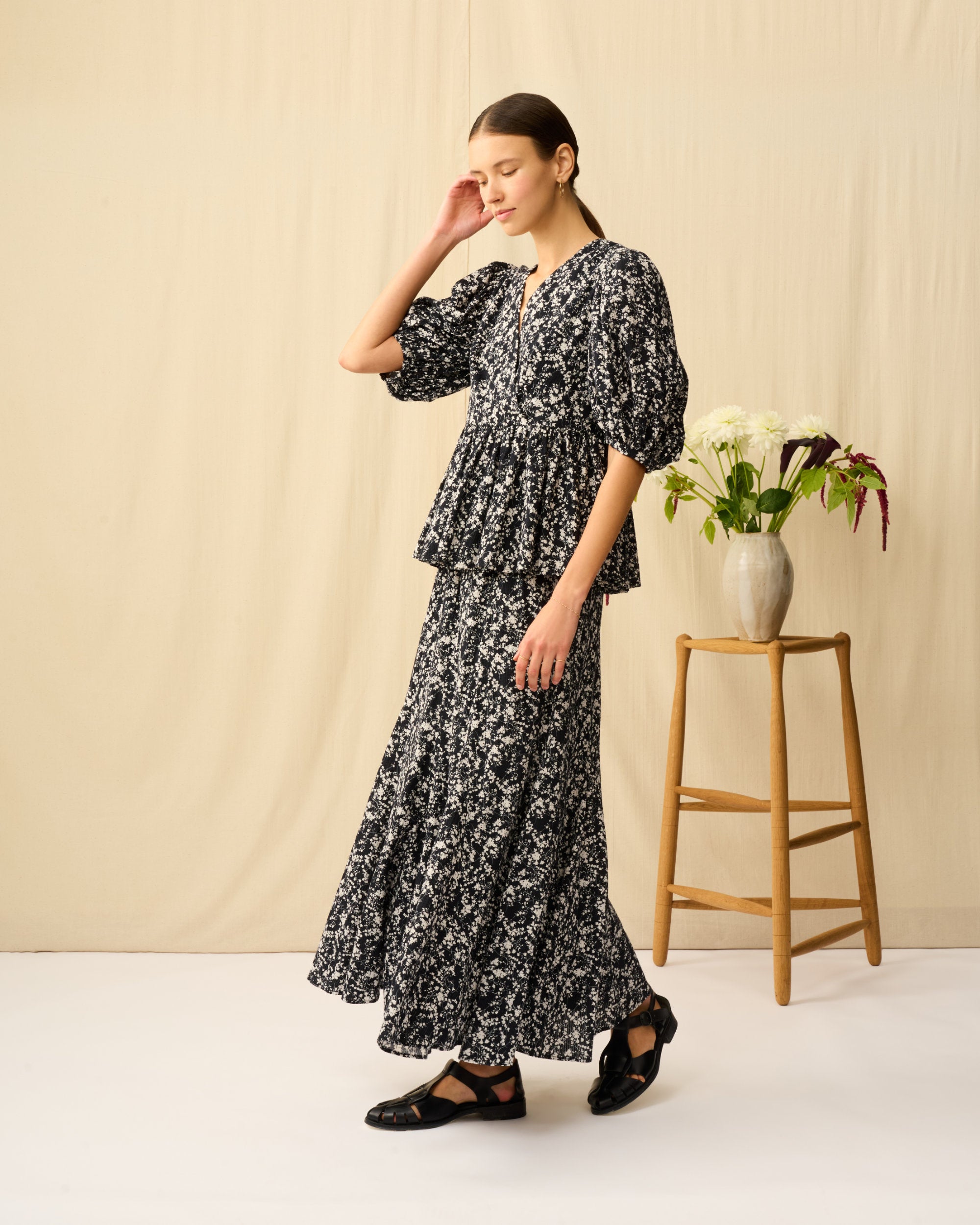 【予約】夢見るマーメードスカート Seersucker Shadow Play/Black