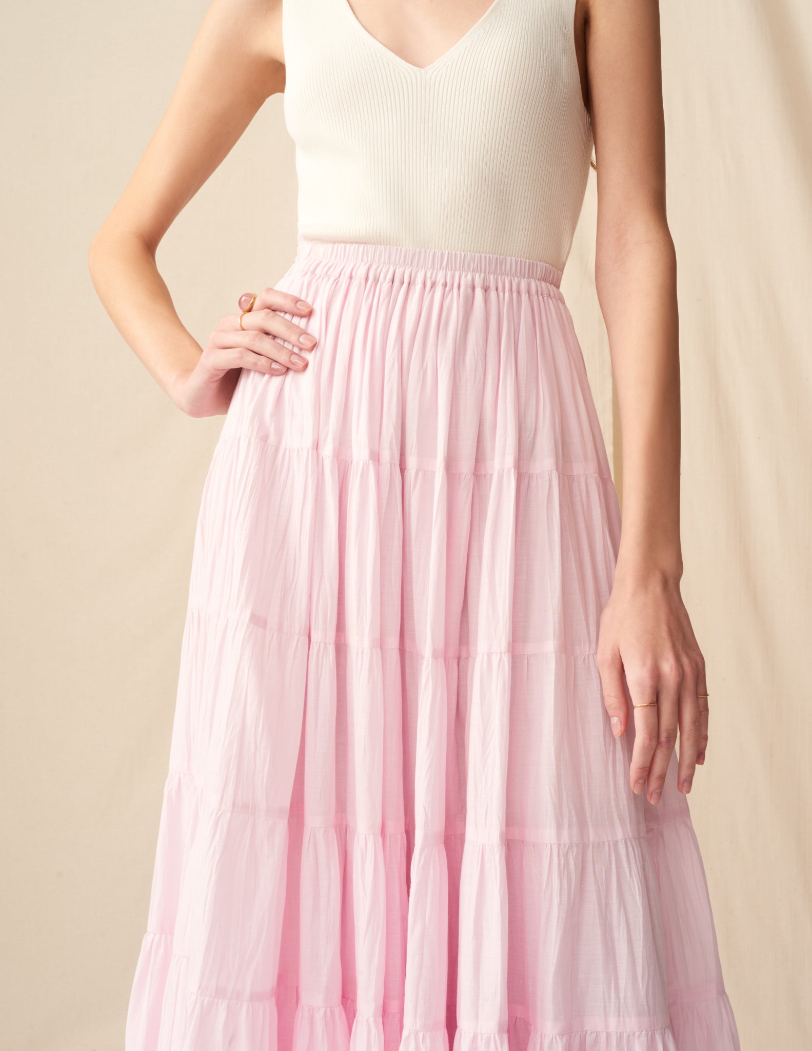 【予約】<br>草原の虹のスカート Peach