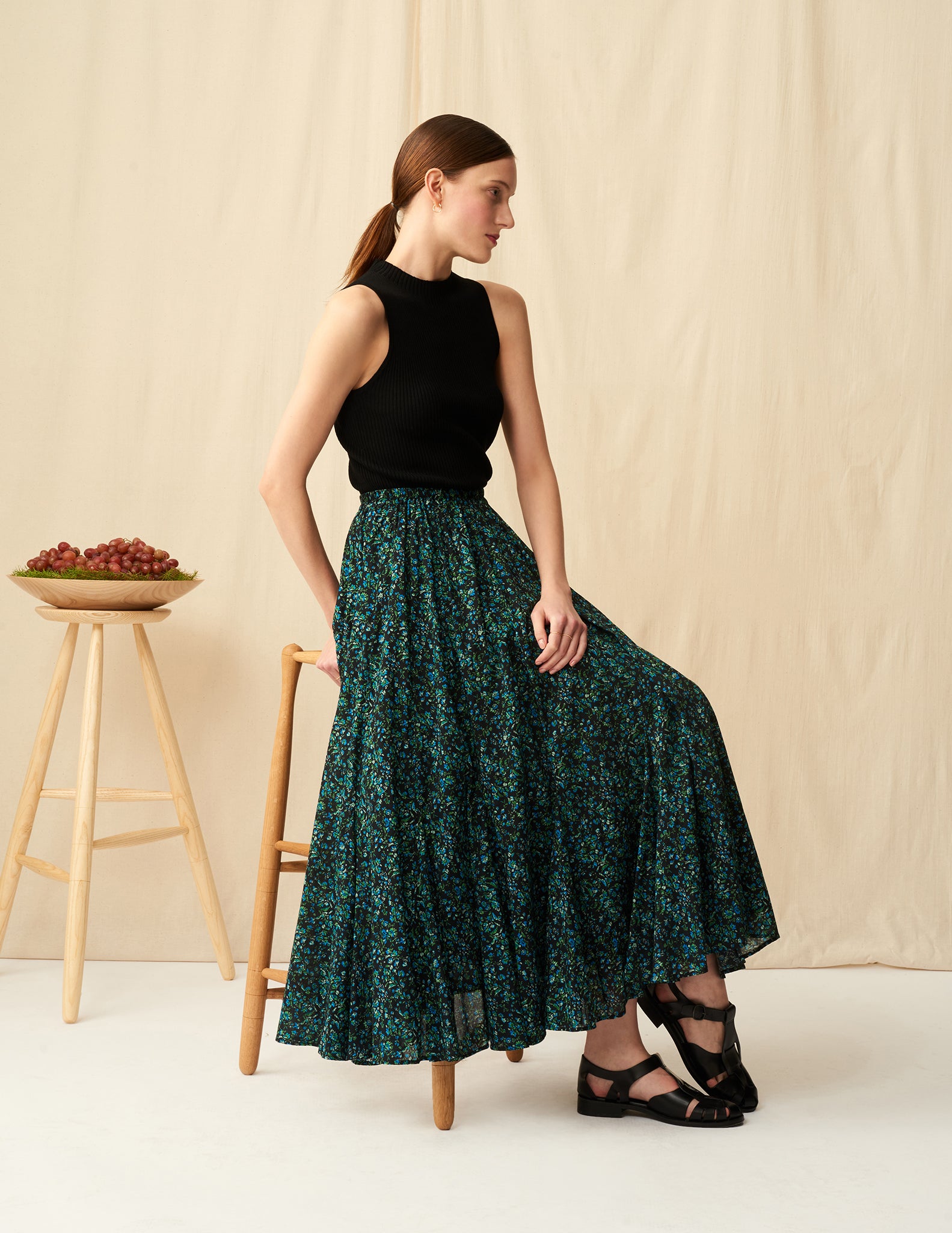 【予約】<br>月影のスカート <br>Blossom Song/Blue&Black