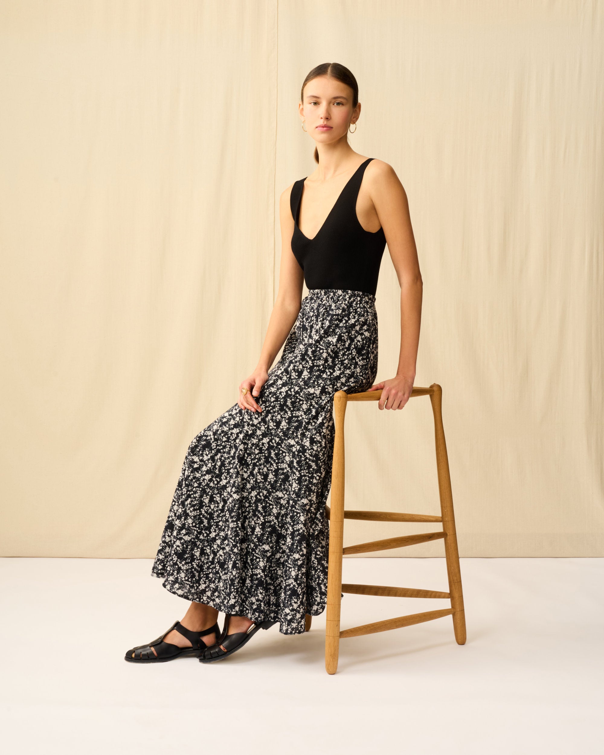 【予約】夢見るマーメードスカート Seersucker Shadow Play/Black