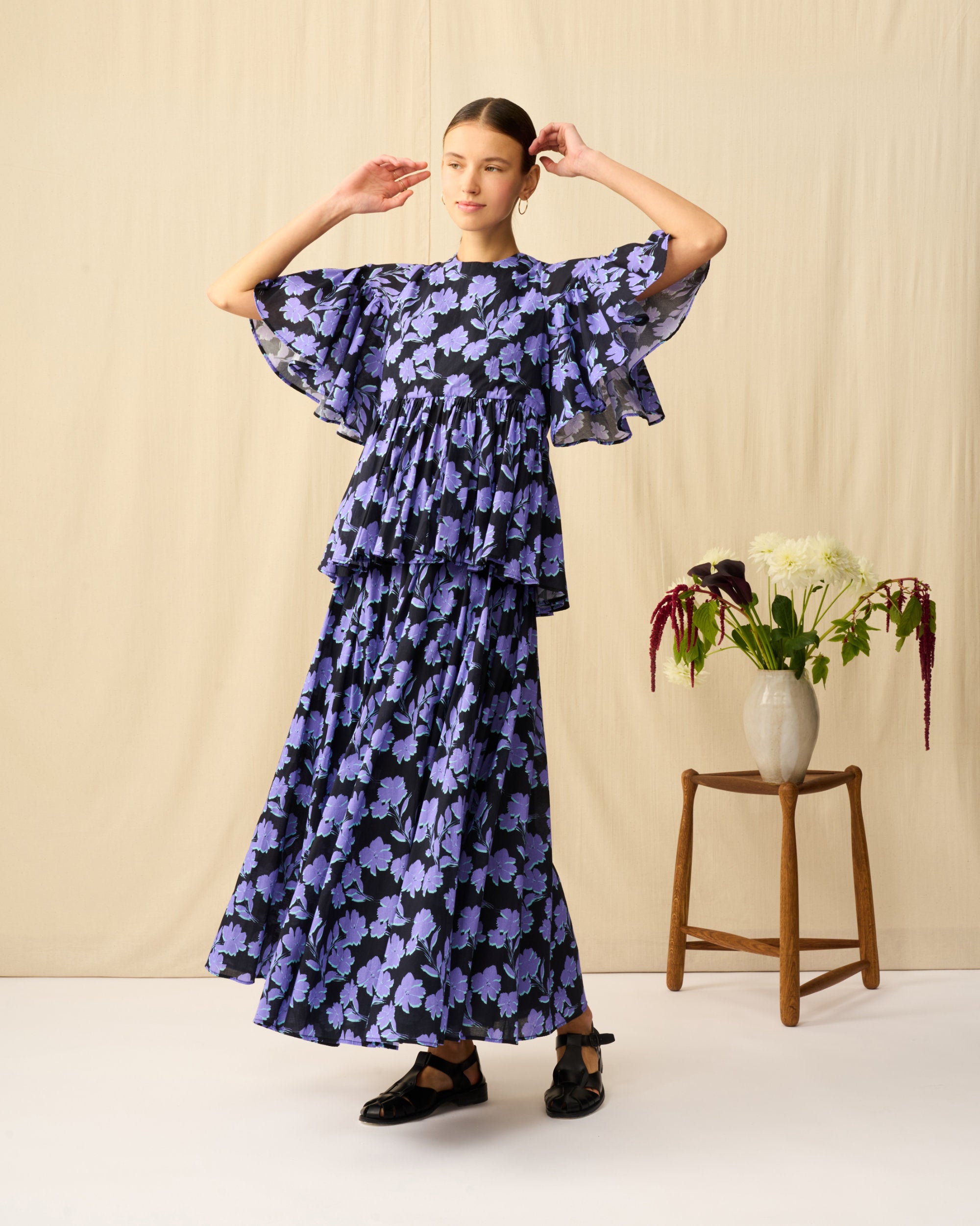 【予約】フリージアのブラウス Evening Bloom/Black