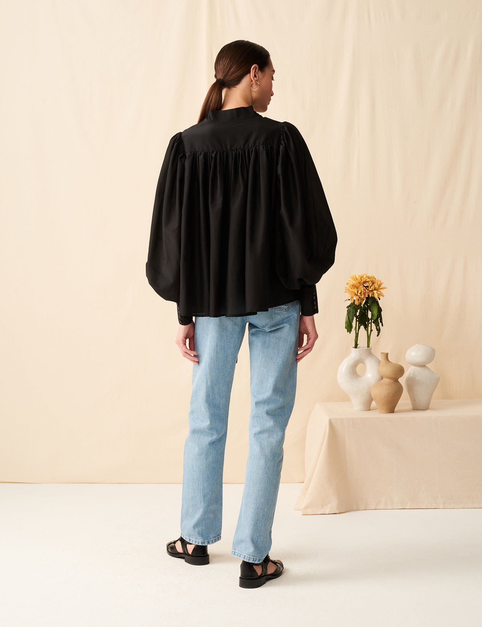 マリハ シティードレス ハムレットのブラウス Black