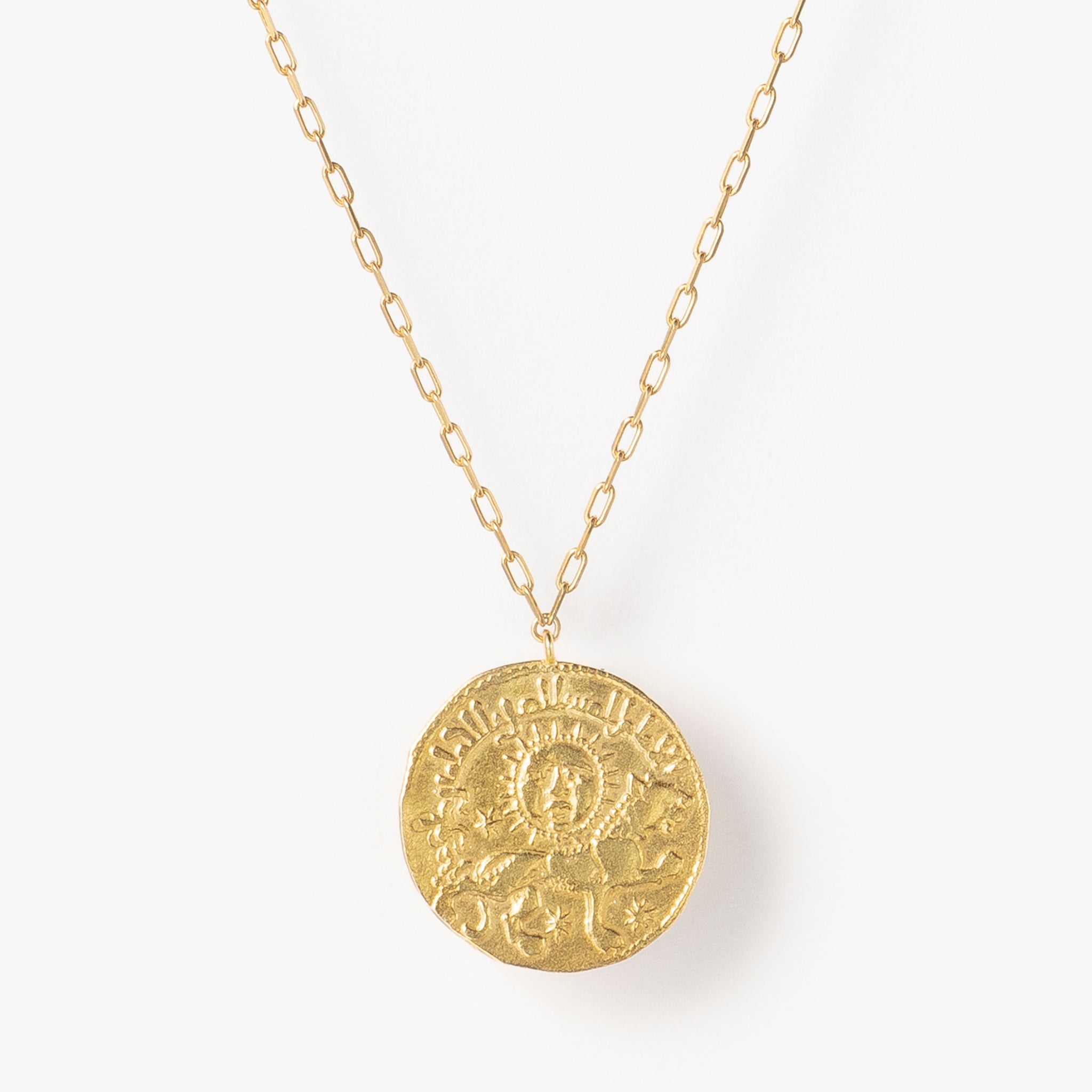 Ancient Memories ネックレス Sun Lion レクタングルチェーン60cm(ゴールドカラー)【SV925】