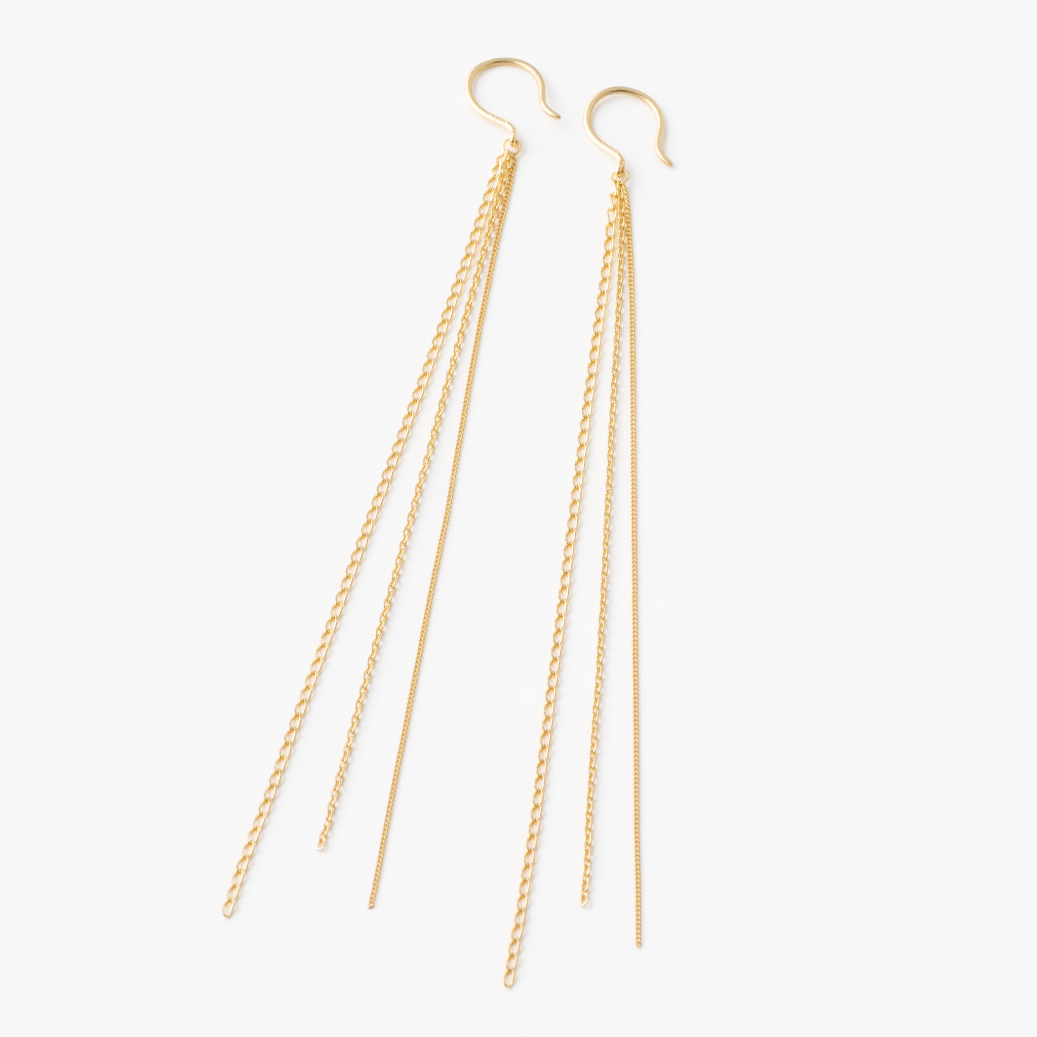 雨音 ピアス 10cm (ゴールドカラー)【SV925】