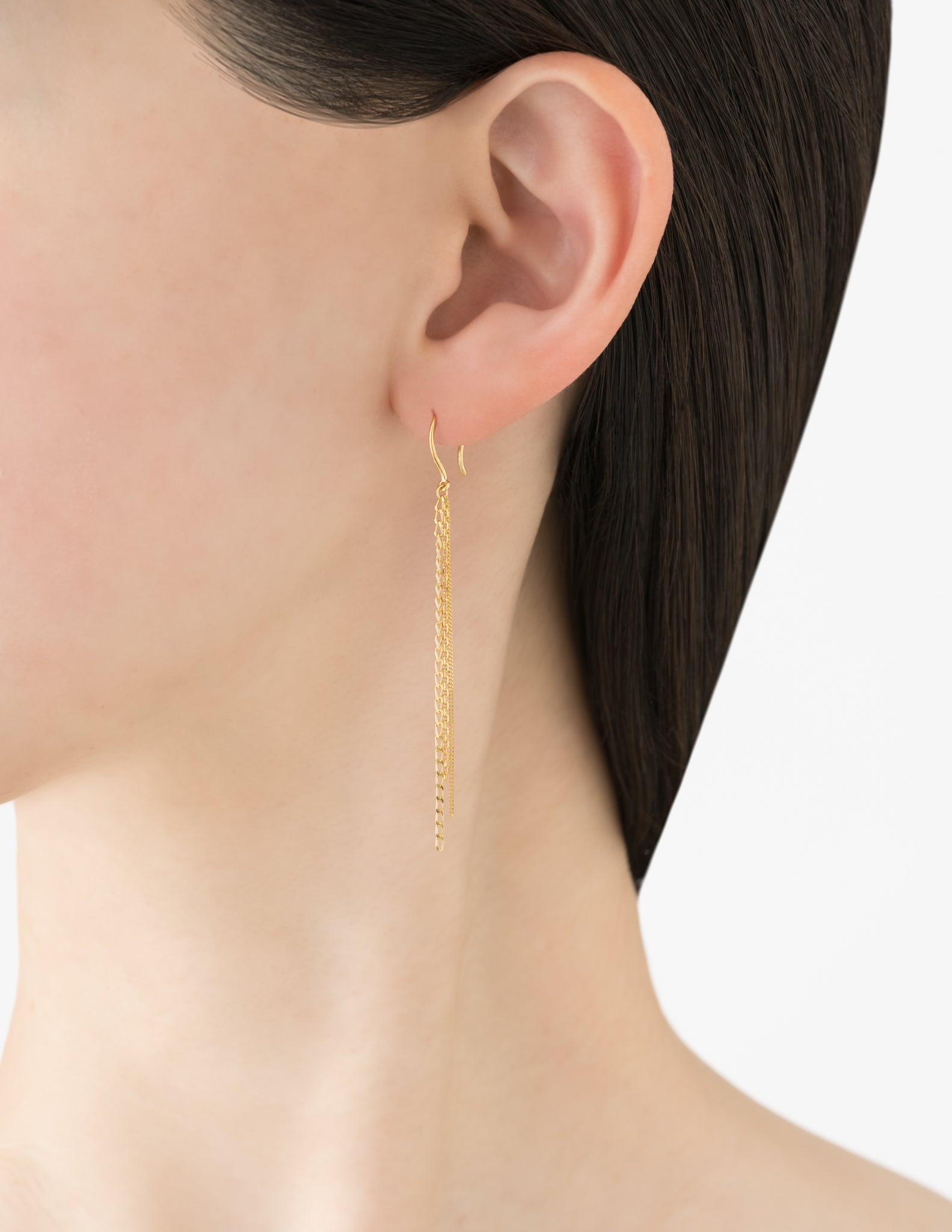 雨音 ピアス 5cm (ゴールドカラー)【SV925】