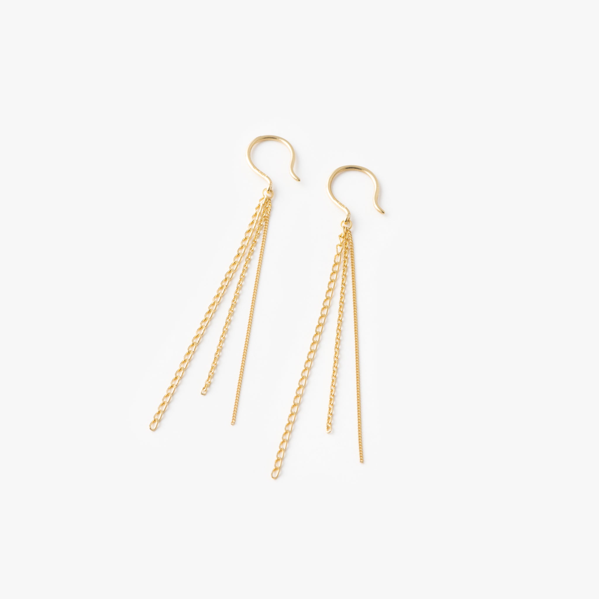 雨音 ピアス 5cm (ゴールドカラー)【SV925】