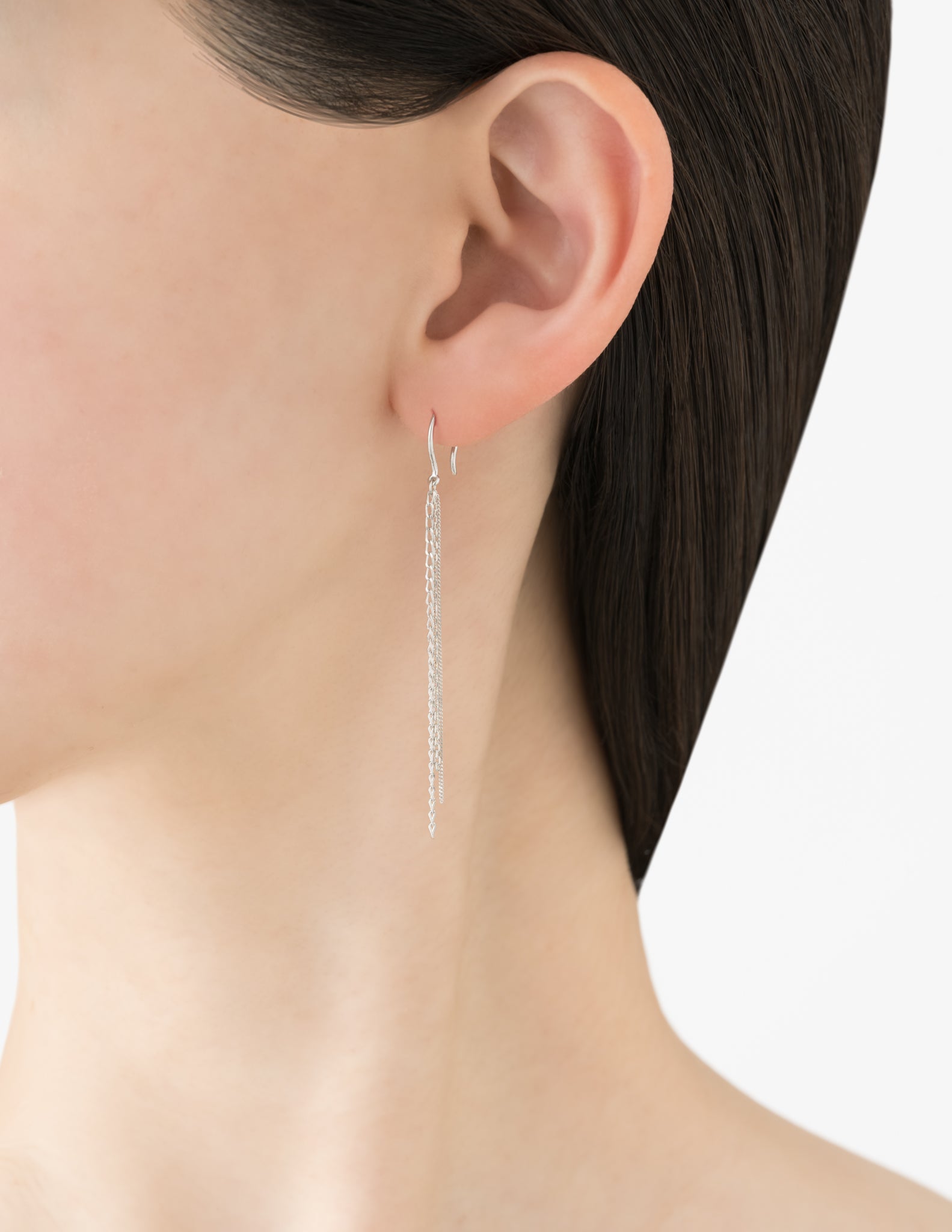 雨音 ピアス 5cm (シルバーカラー)【SV925】