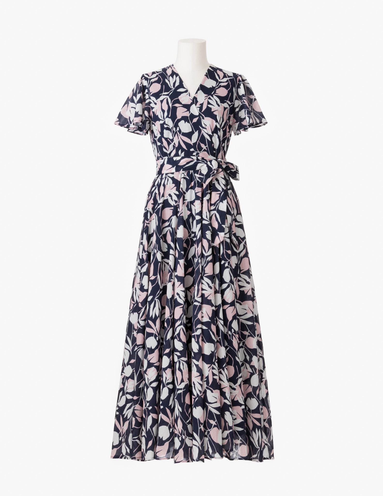 【予約】<br>マドモアゼルのドレス(半袖) <br>Floating Leaves/Navy