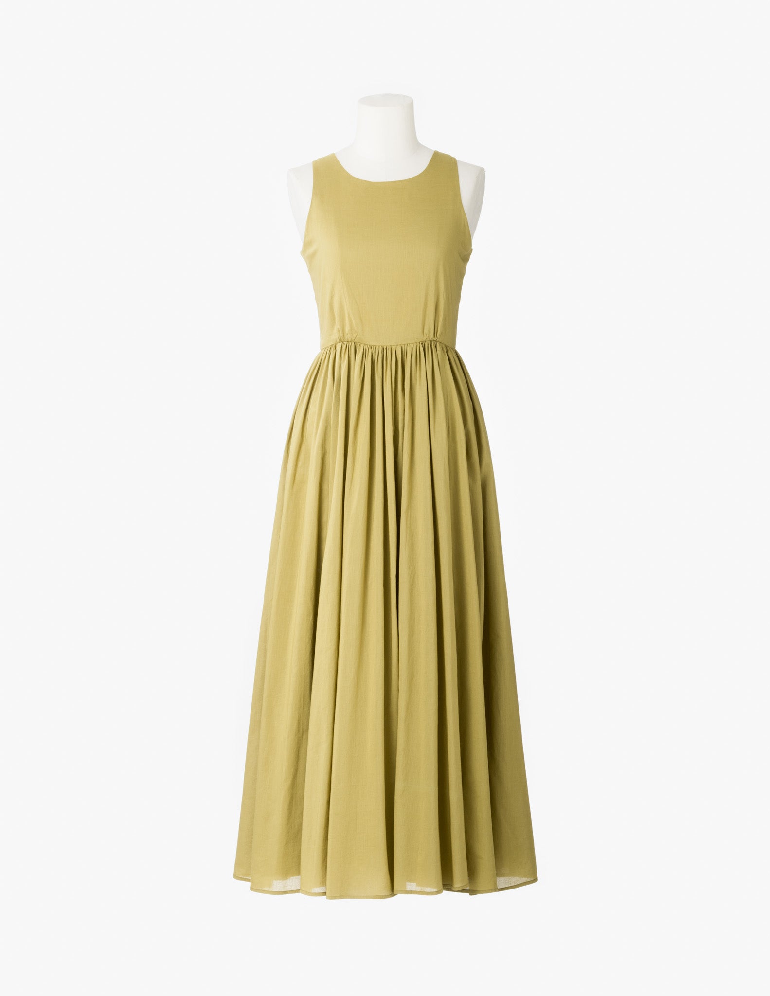 【予約】<br>夏のレディのドレス (ノースリーブ) <br>Olive