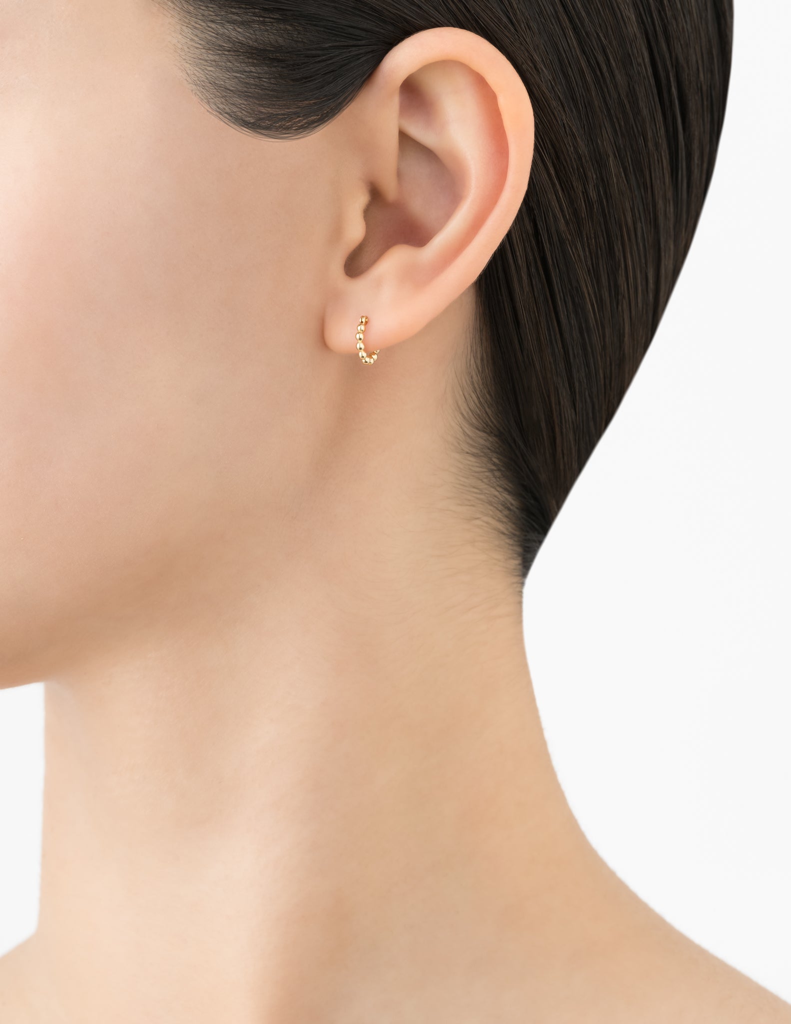 マリハ 願い事 フープピアス SSS ドット M 片耳 K18YG