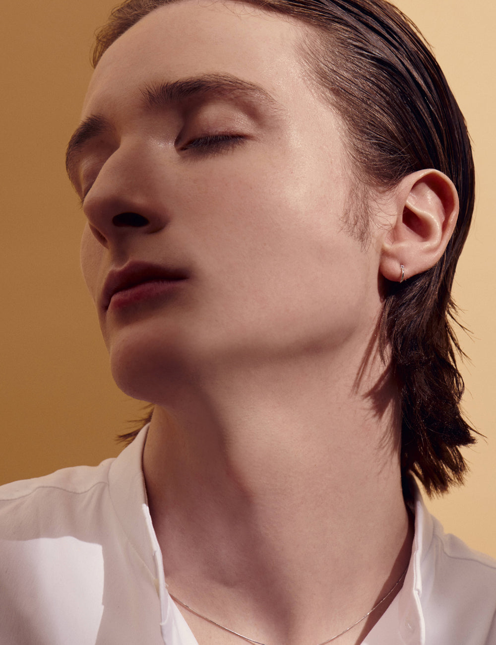 願い事 フープピアス SSS シャイン (片耳)【K18WG】