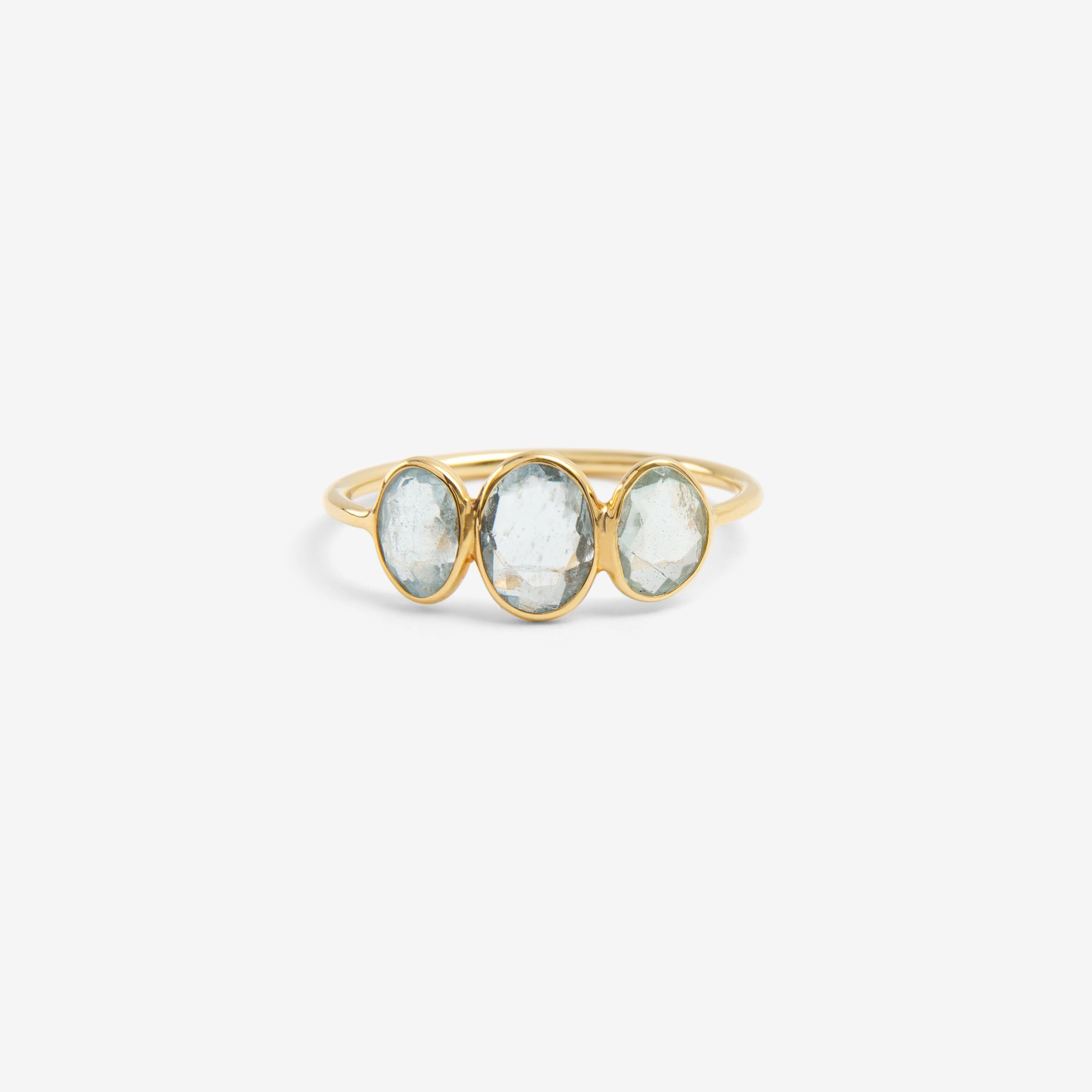 Organic Gems 1点物 3Pリング アクアマリン【K18YG】