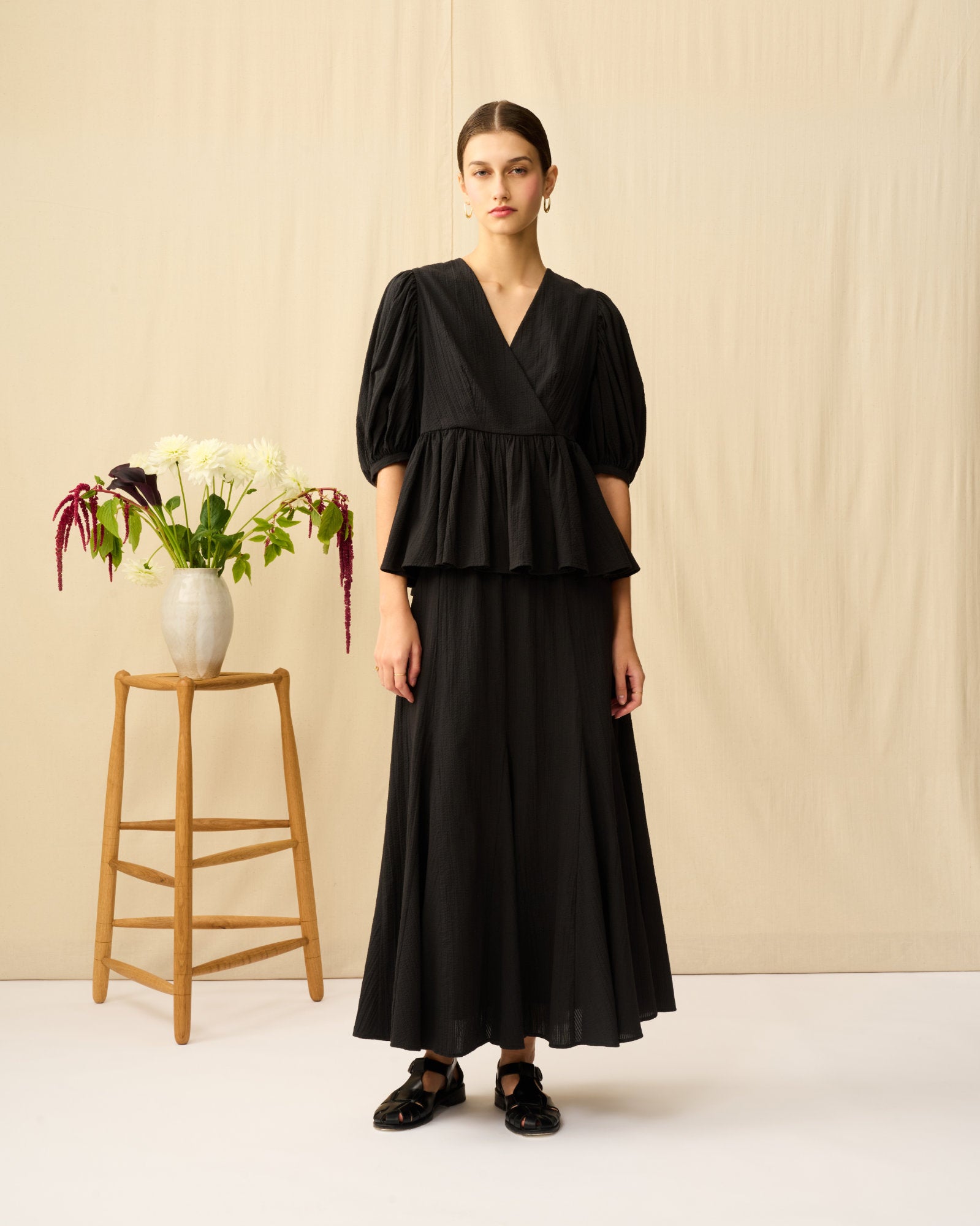 マドモアゼルのブラウス Seersucker Onyx