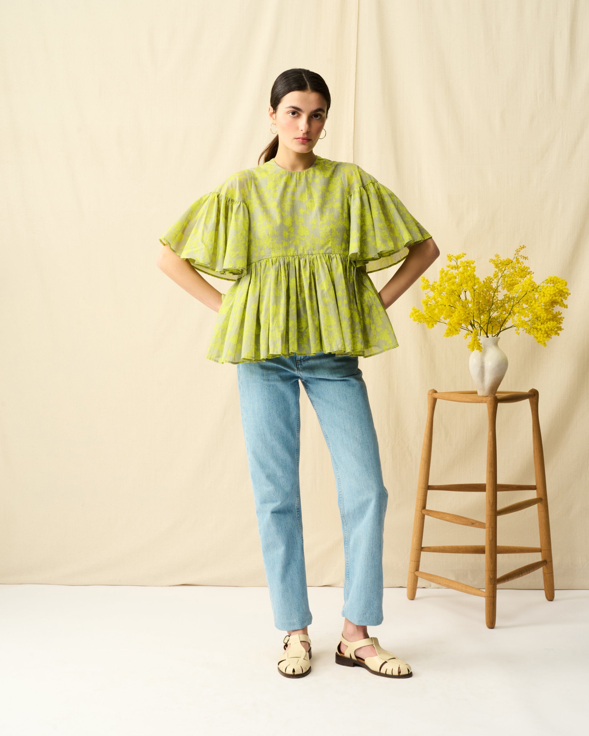 【予約】フリージアのブラウス Radiant Flowers/Grey