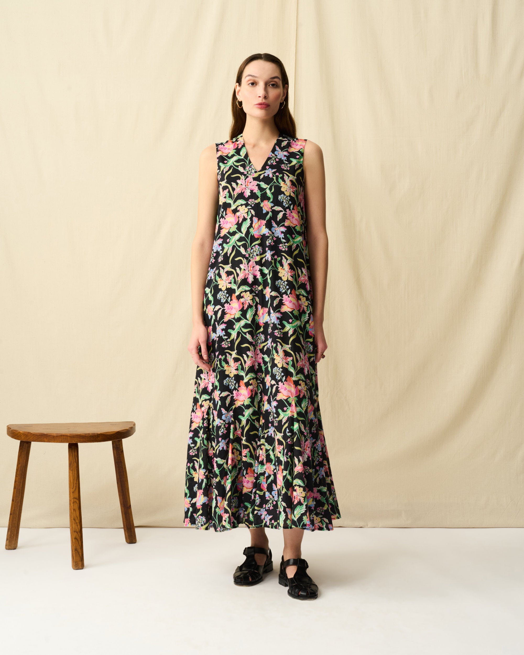 【予約】夏の月影のドレス Midnight Flowers/Black